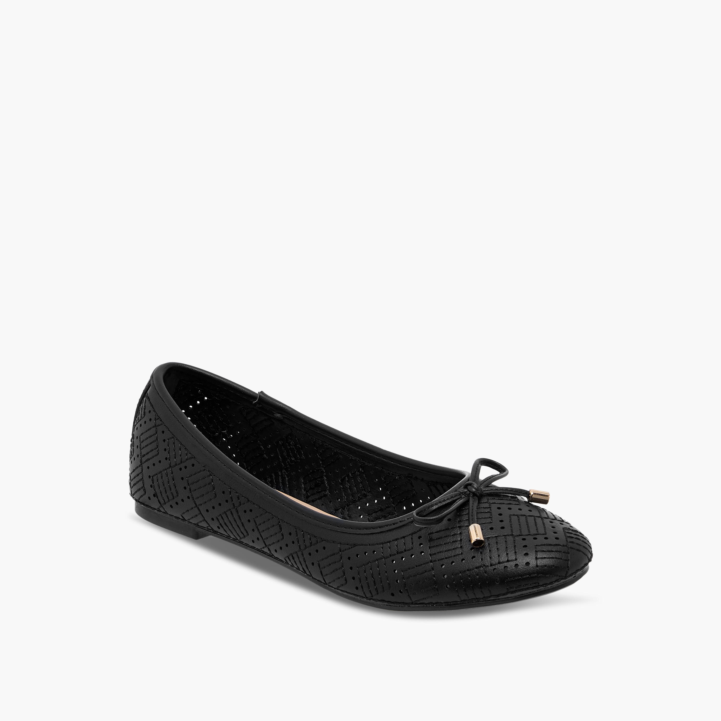 Flora Bella Textured Ballerina Shoes with Bow Detail-women-shoes-ballerinas-image-2