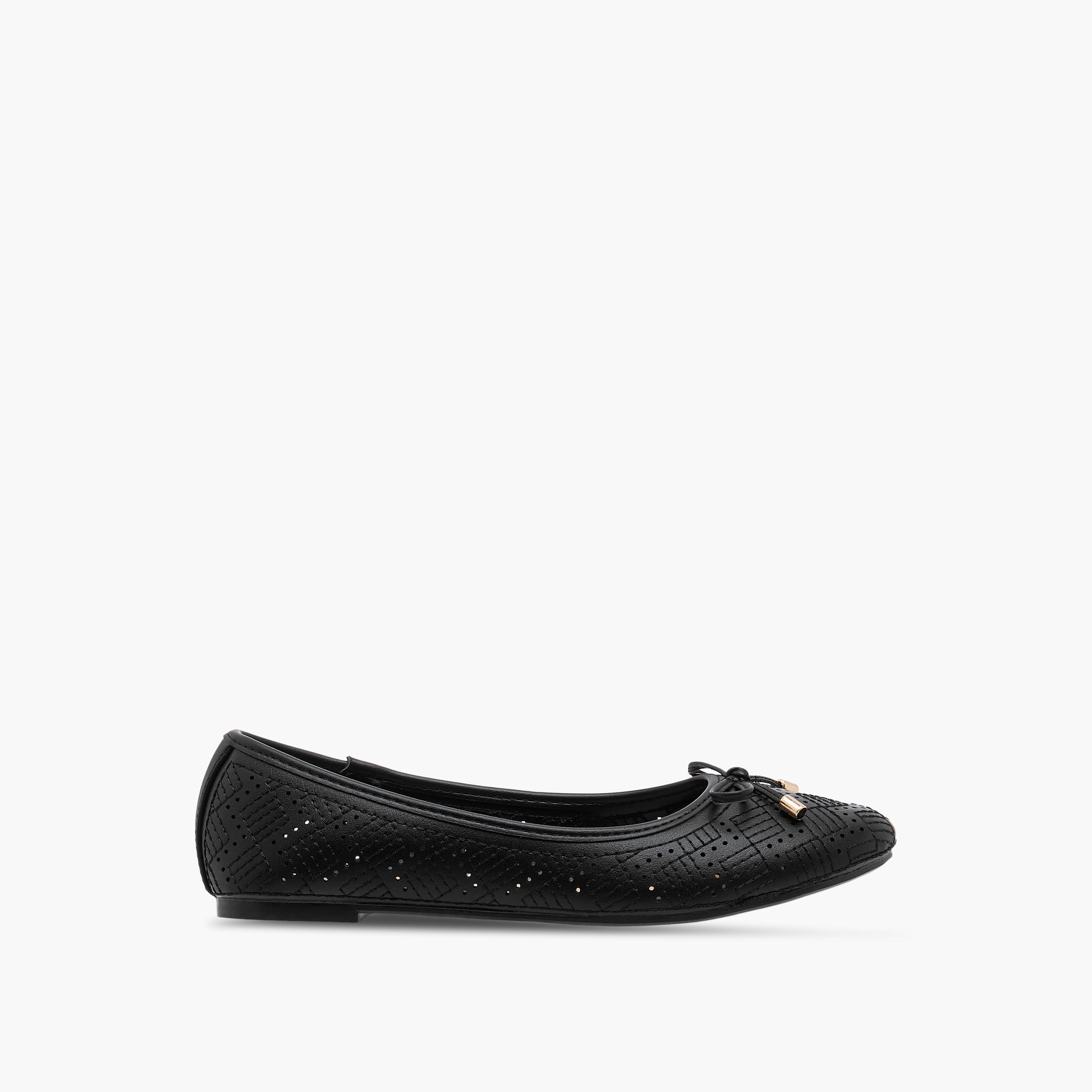 Flora Bella Textured Ballerina Shoes with Bow Detail-women-shoes-ballerinas-image-3