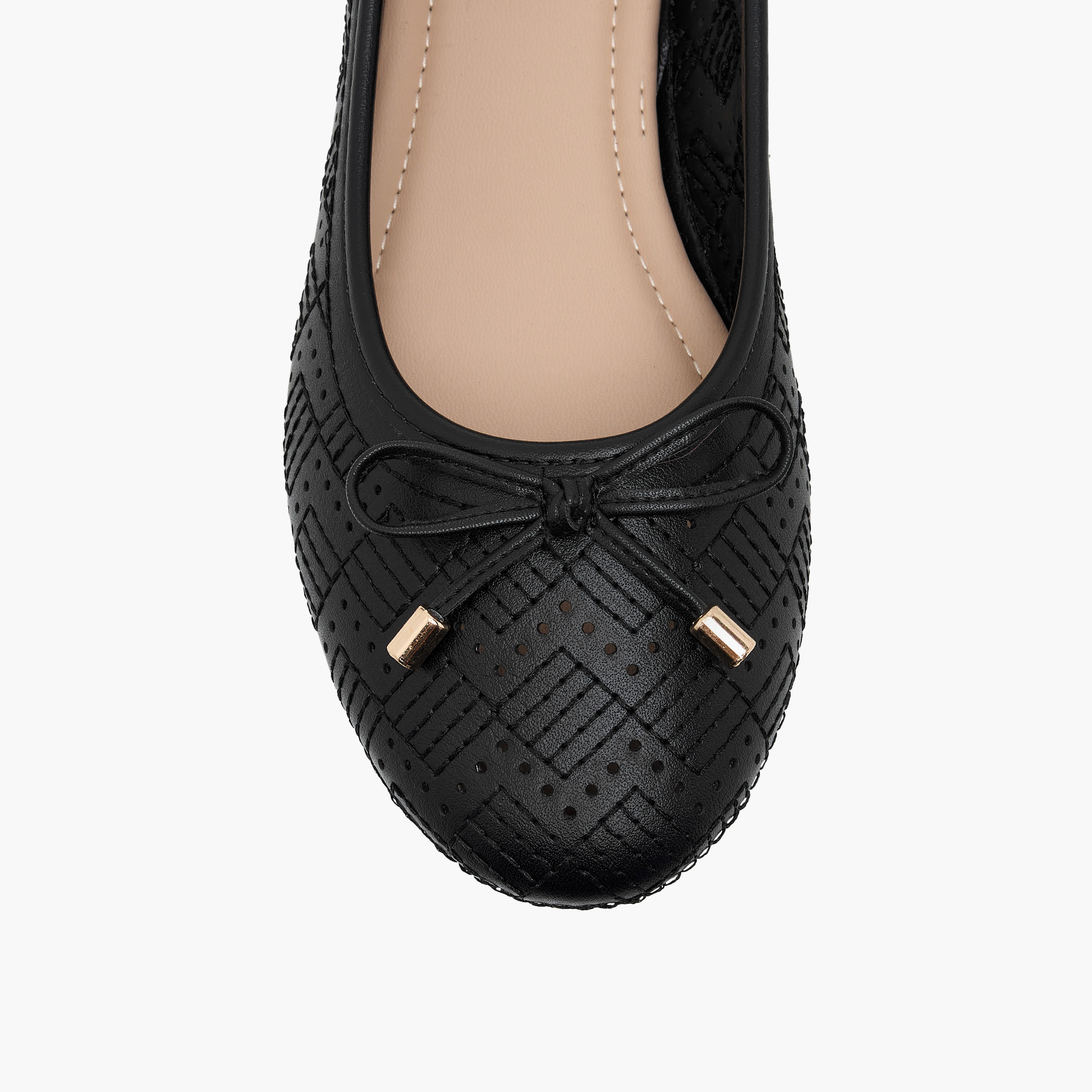 Flora Bella Textured Ballerina Shoes with Bow Detail-women-shoes-ballerinas-image-4