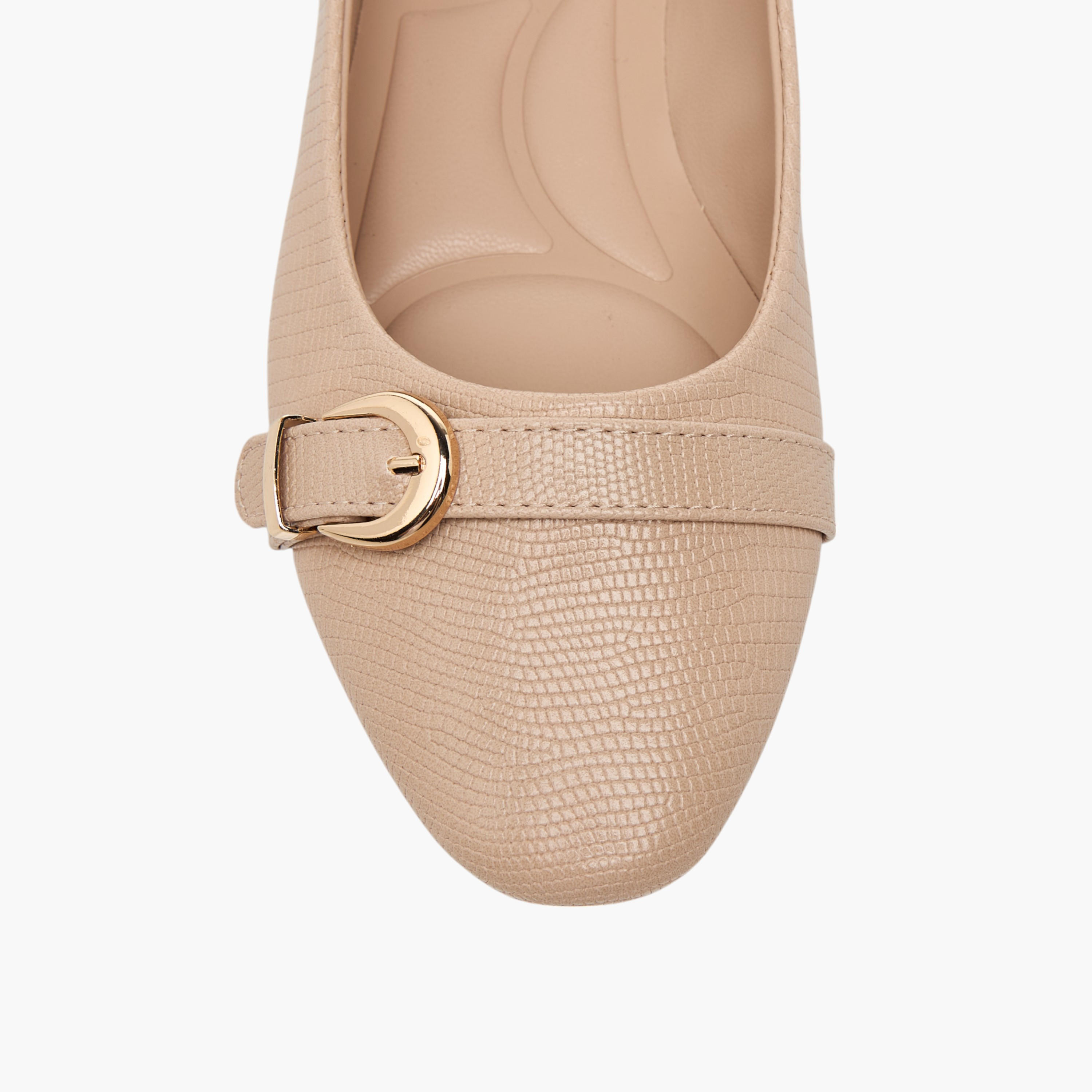 Celeste Women's Textured Slip-On Ballerina Shoes with Buckle Accent-women-shoes-ballerinas-image-4