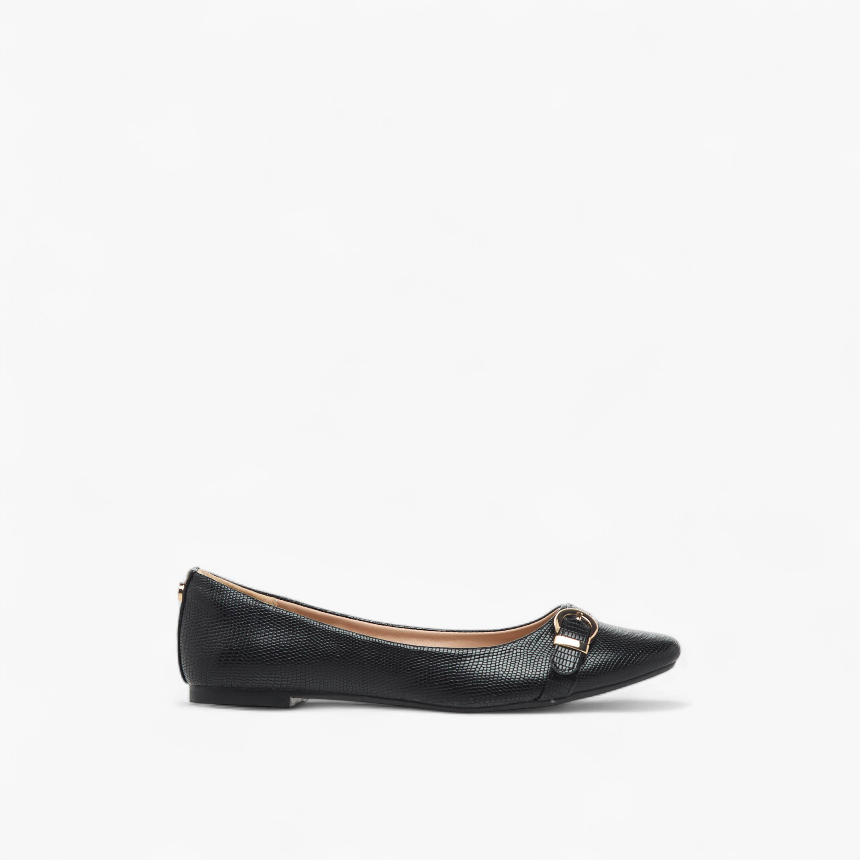 Celeste Women's Textured Slip-On Ballerina Shoes with Buckle Accent-women-shoes-ballerinas-image-3
