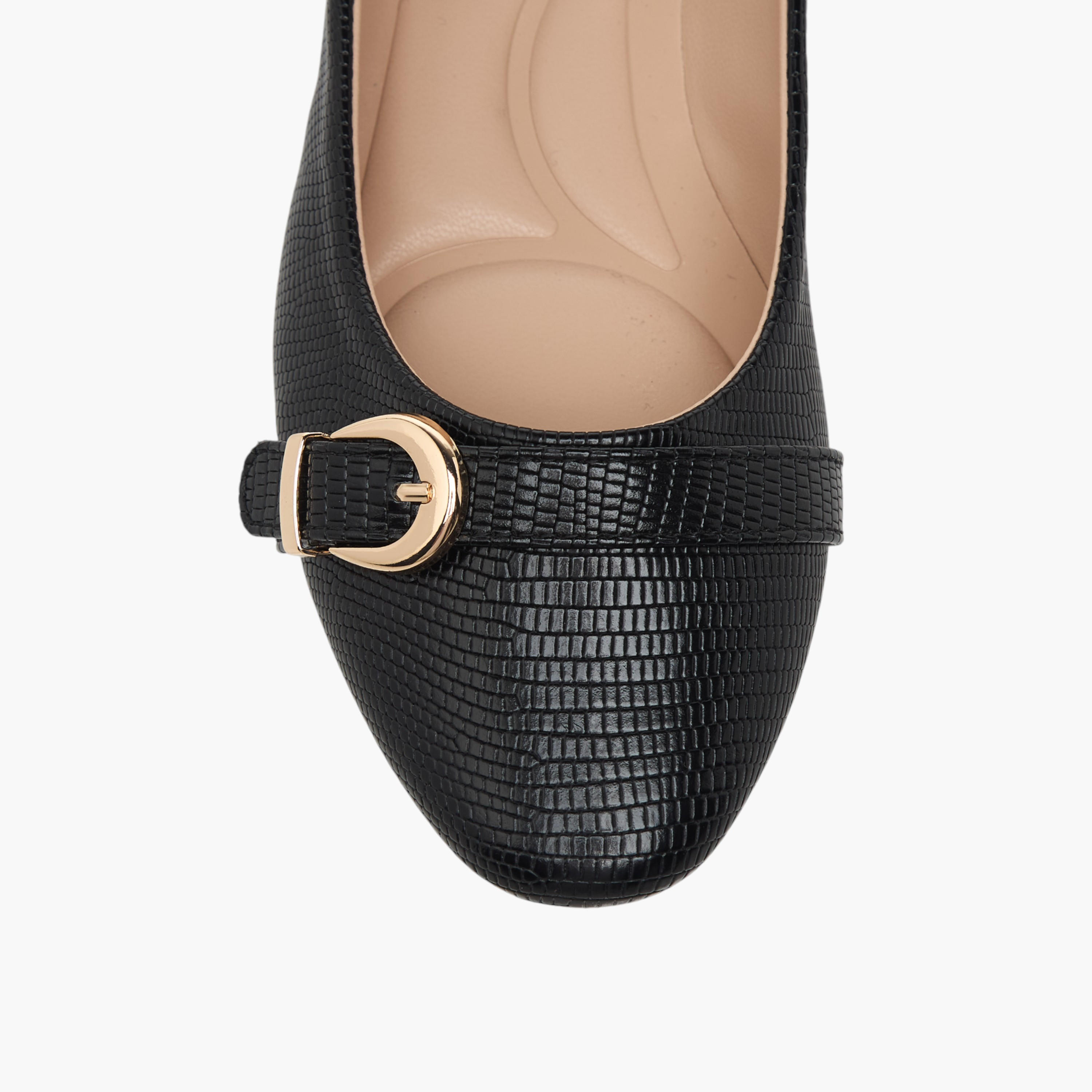 Celeste Women's Textured Slip-On Ballerina Shoes with Buckle Accent-women-shoes-ballerinas-image-4