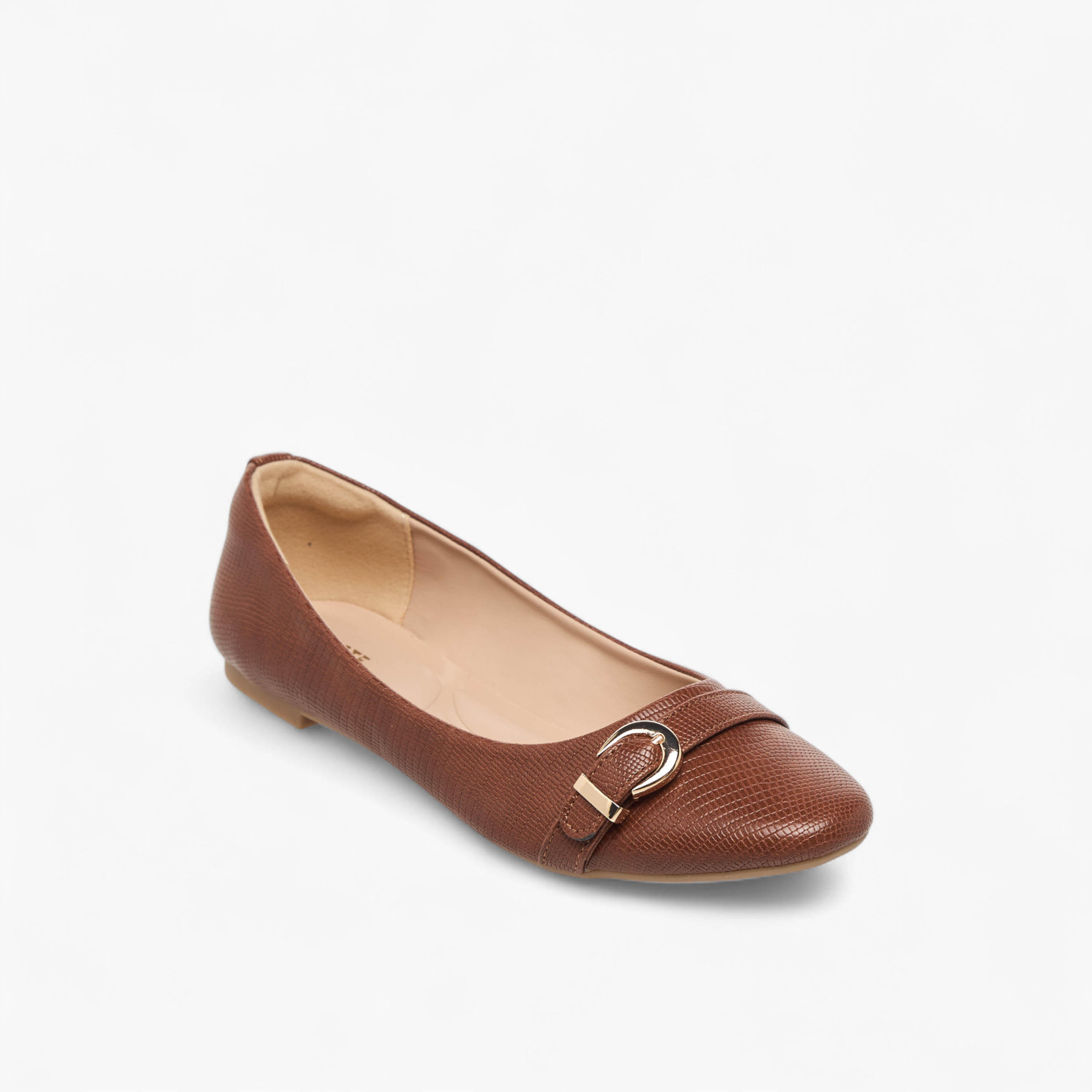 Celeste Women's Textured Slip-On Ballerina Shoes with Buckle Accent-women-shoes-ballerinas-image-2