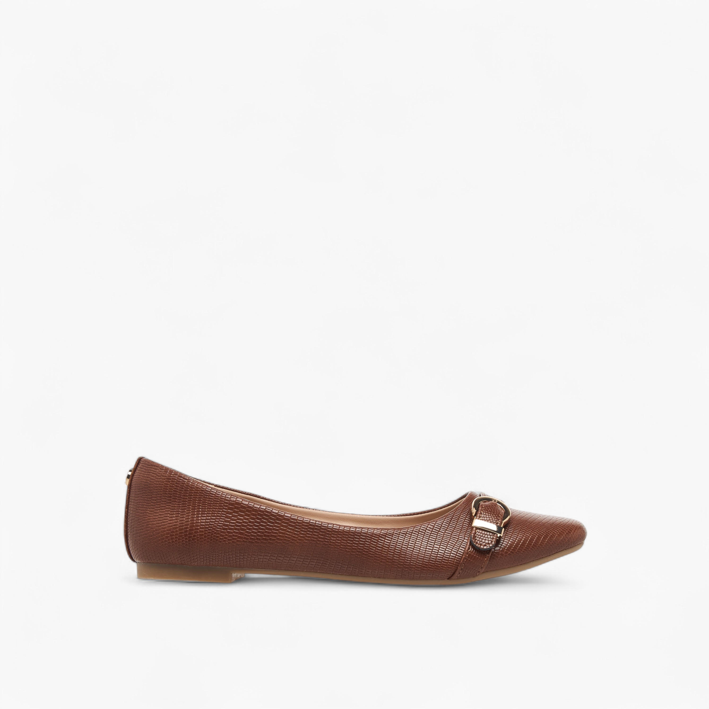 Celeste Women's Textured Slip-On Ballerina Shoes with Buckle Accent-women-shoes-ballerinas-image-3