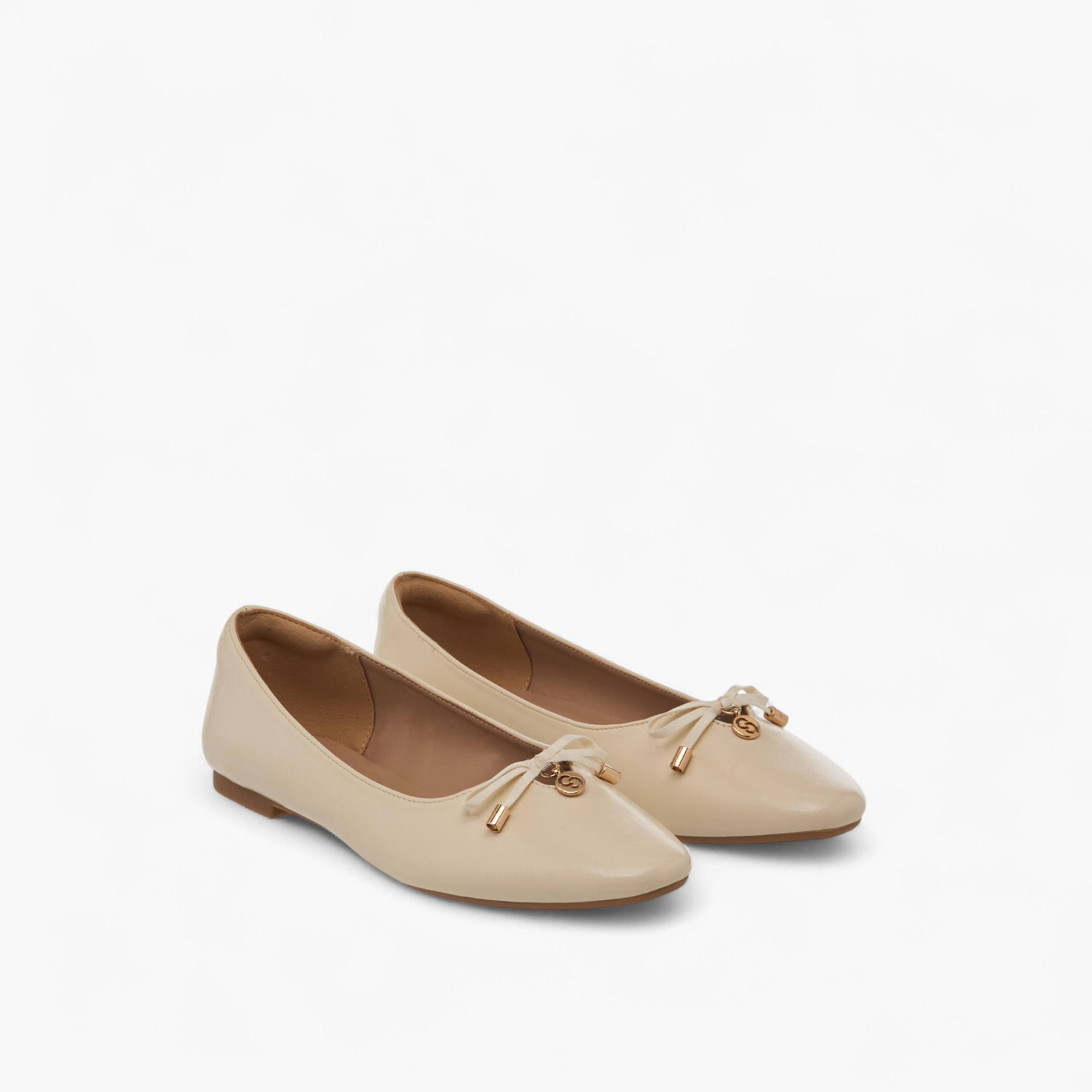 Celeste Women's Solid Slip-On Ballerina Shoes with Bow Accent-women-shoes-ballerinas-image-1
