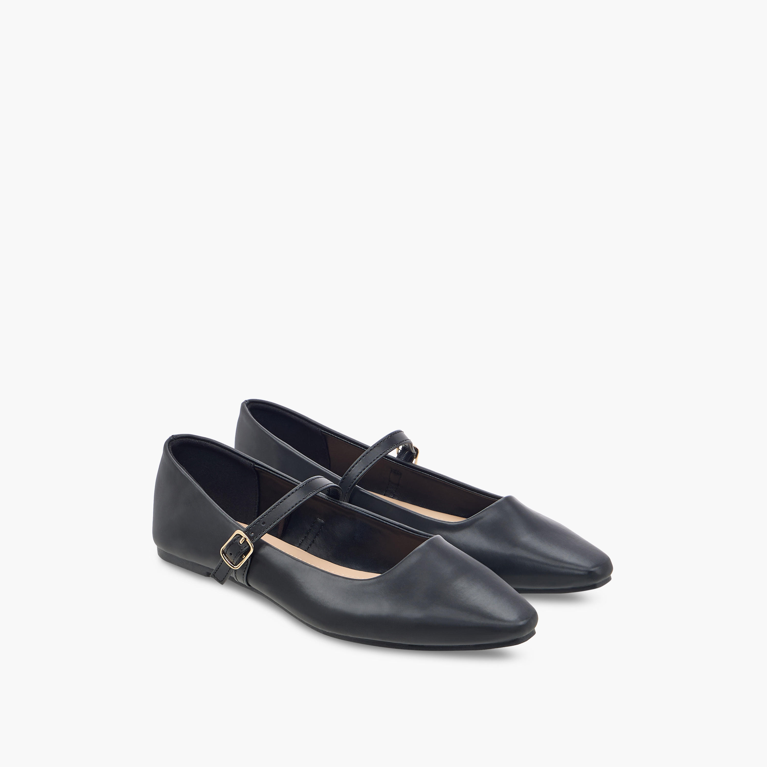 Flora Bella Solid Ballerina Shoes with Buckle Closure-women-shoes-ballerinas-image-1