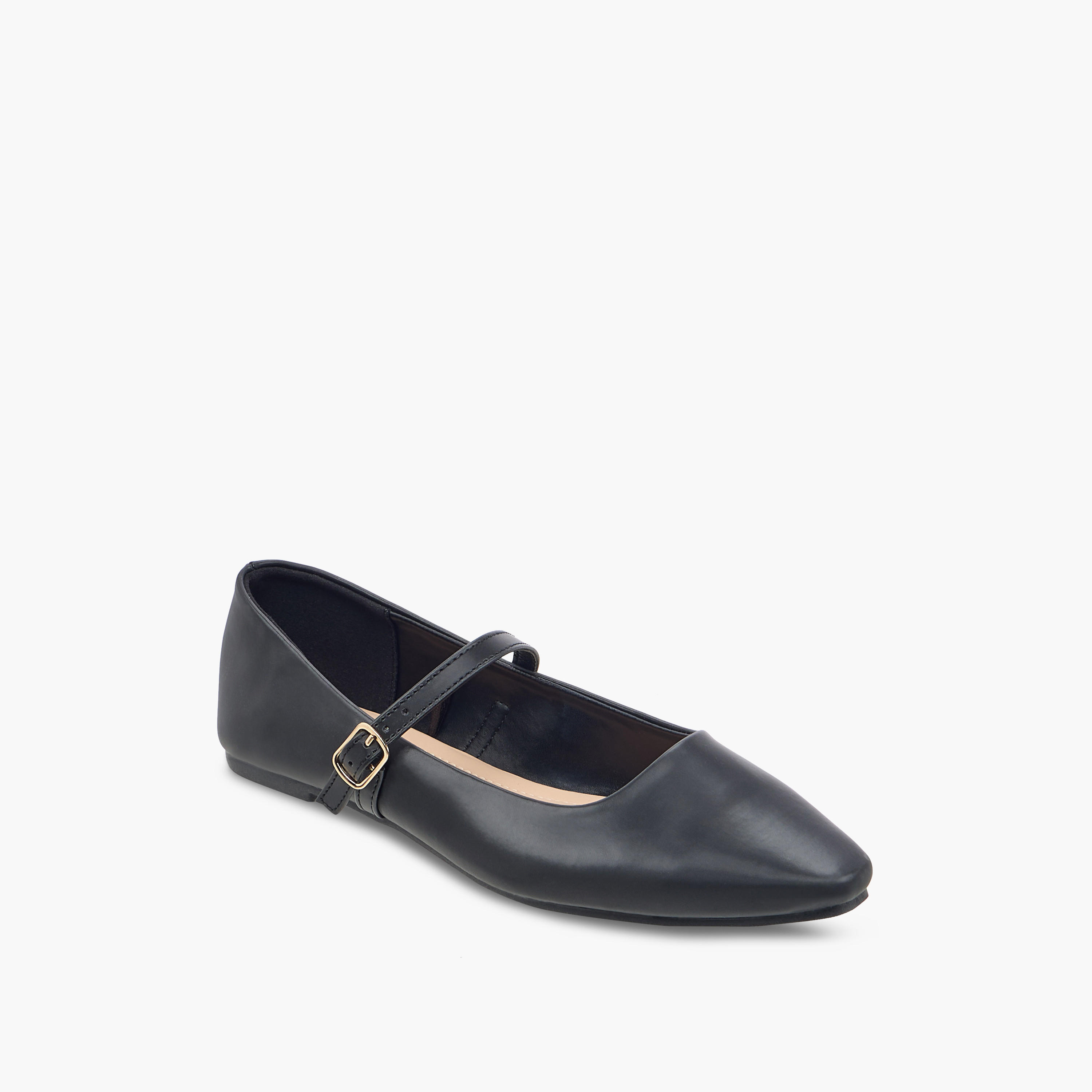 Flora Bella Solid Ballerina Shoes with Buckle Closure-women-shoes-ballerinas-image-2