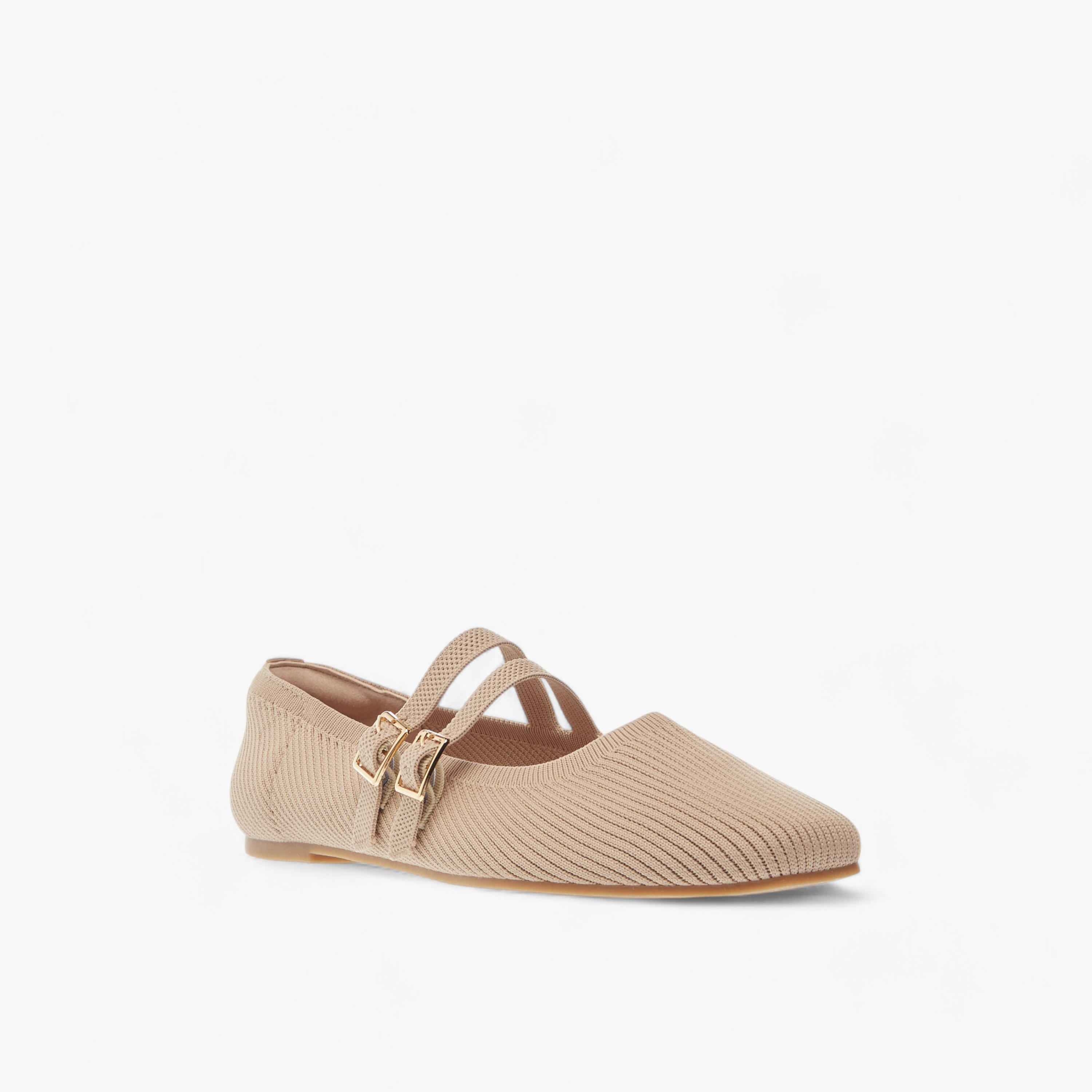 Celeste Women's Textured Ballerina Shoes with Buckle Closure-women-shoes-flats-ballerinas-image-2