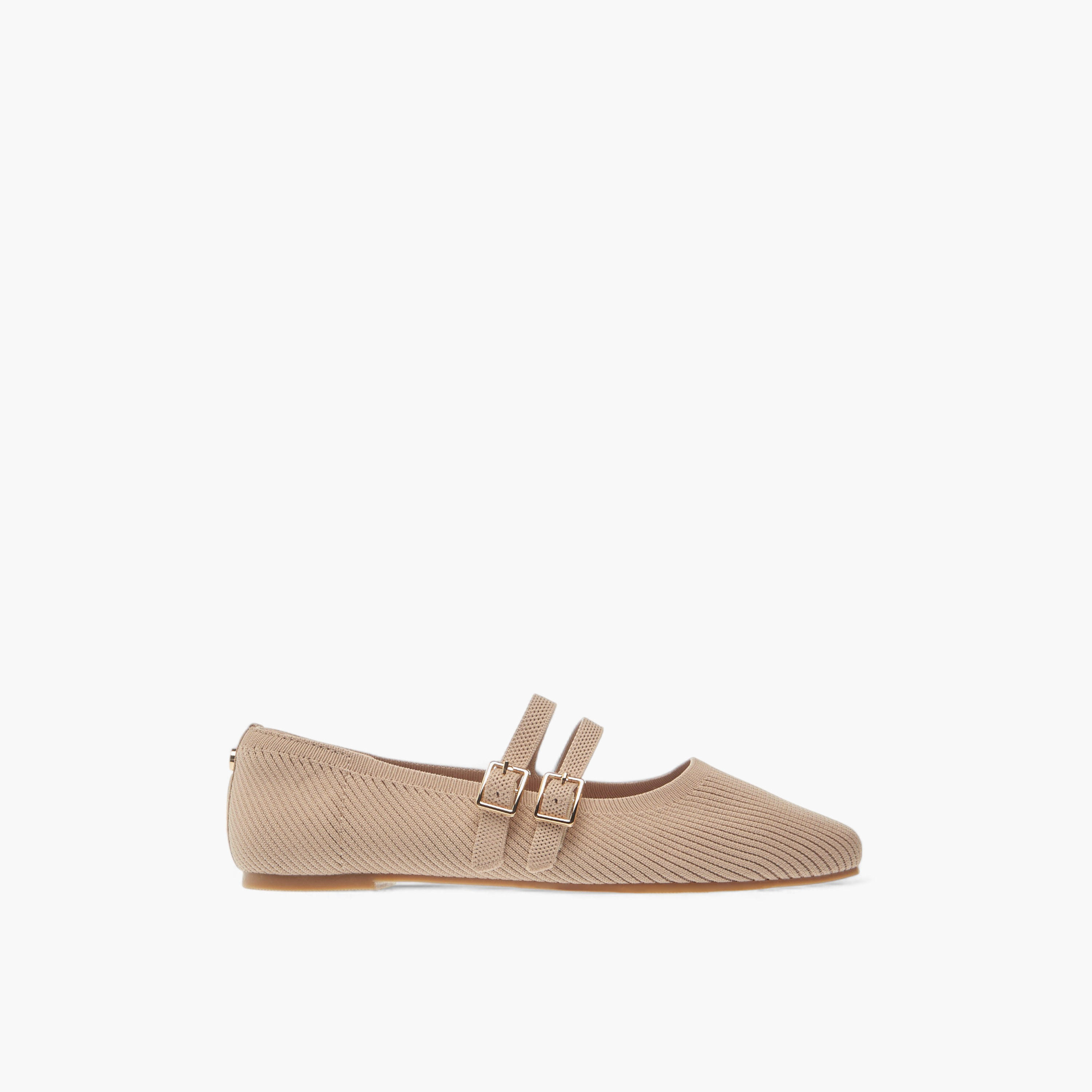 Celeste Women's Textured Ballerina Shoes with Buckle Closure-women-shoes-flats-ballerinas-image-3