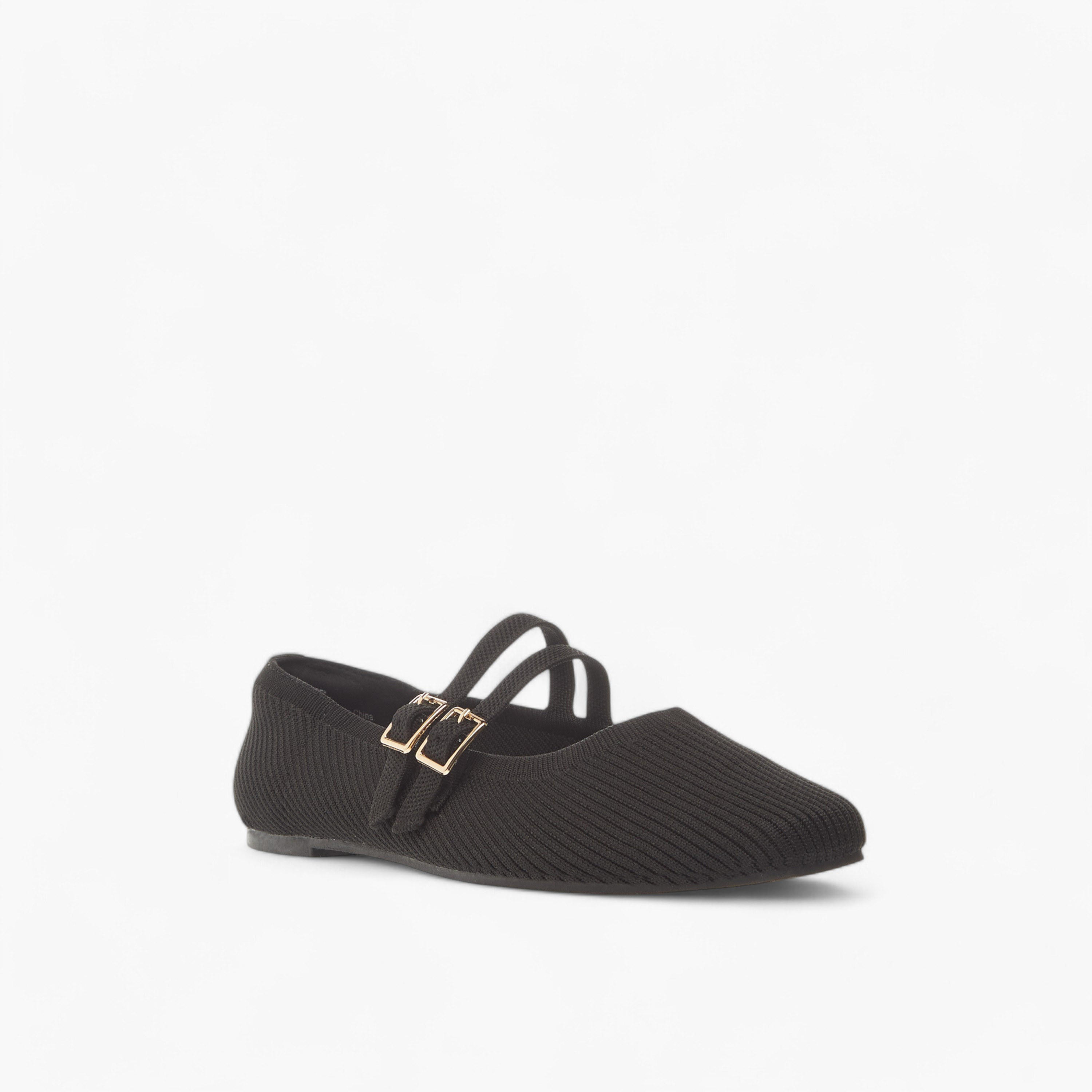 Celeste Women's Textured Ballerina Shoes with Buckle Closure-women-shoes-flats-ballerinas-image-2