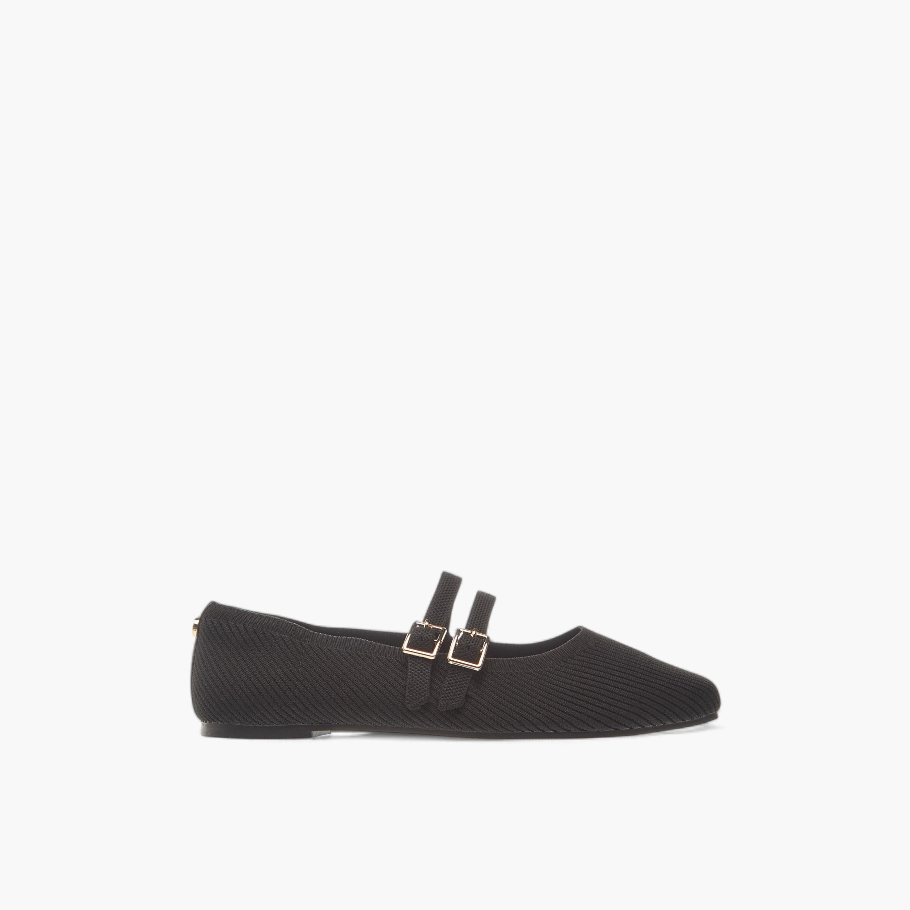 Celeste Women's Textured Ballerina Shoes with Buckle Closure-women-shoes-flats-ballerinas-image-3