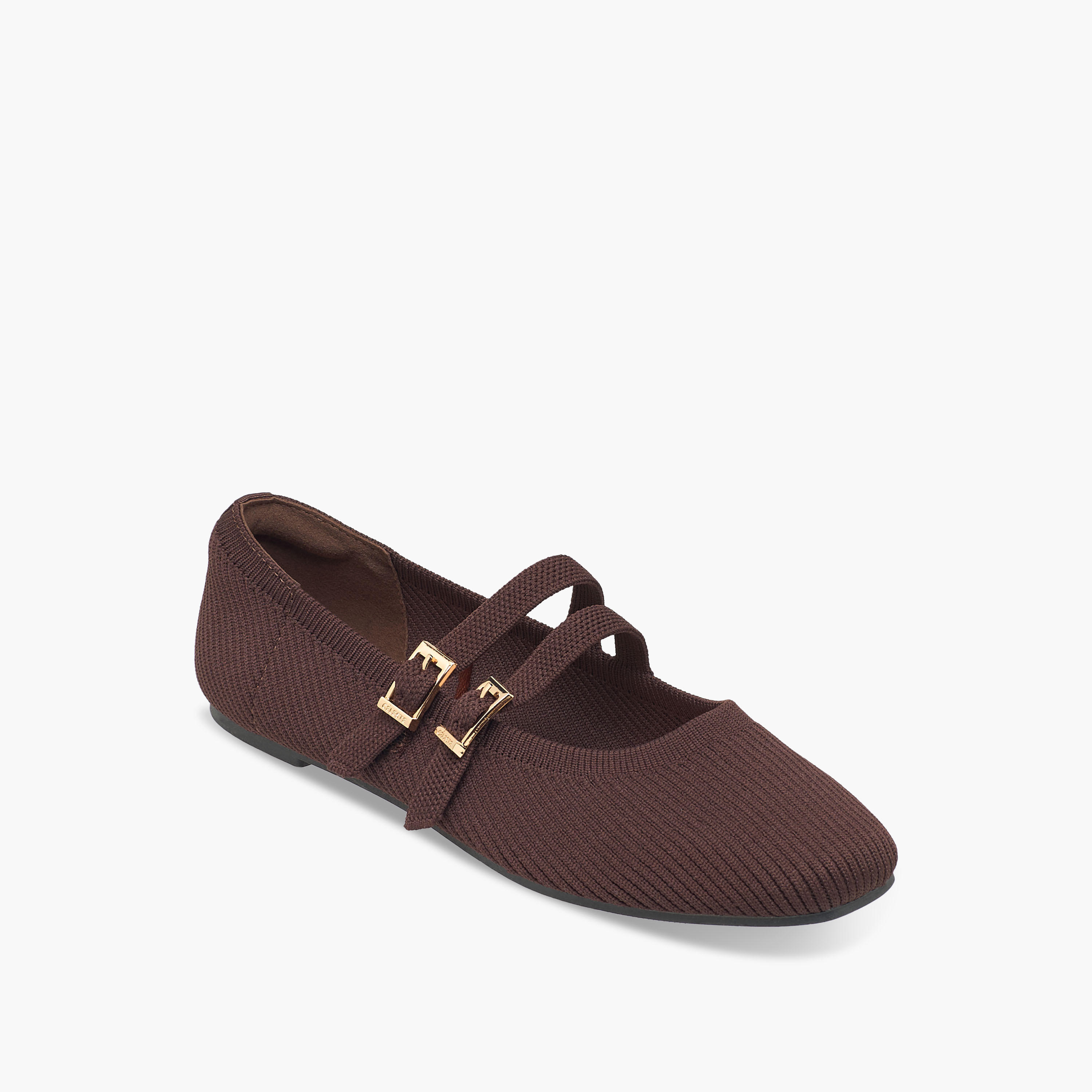 حذاء باليرينا بارز الملمس بإبزيم إغلاق للنساء من سيليست-women-shoes-flats-ballerinas-image-2