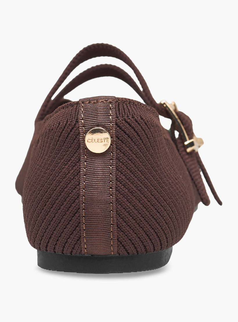 حذاء باليرينا بارز الملمس بإبزيم إغلاق للنساء من سيليست-women-shoes-flats-ballerinas-image-5