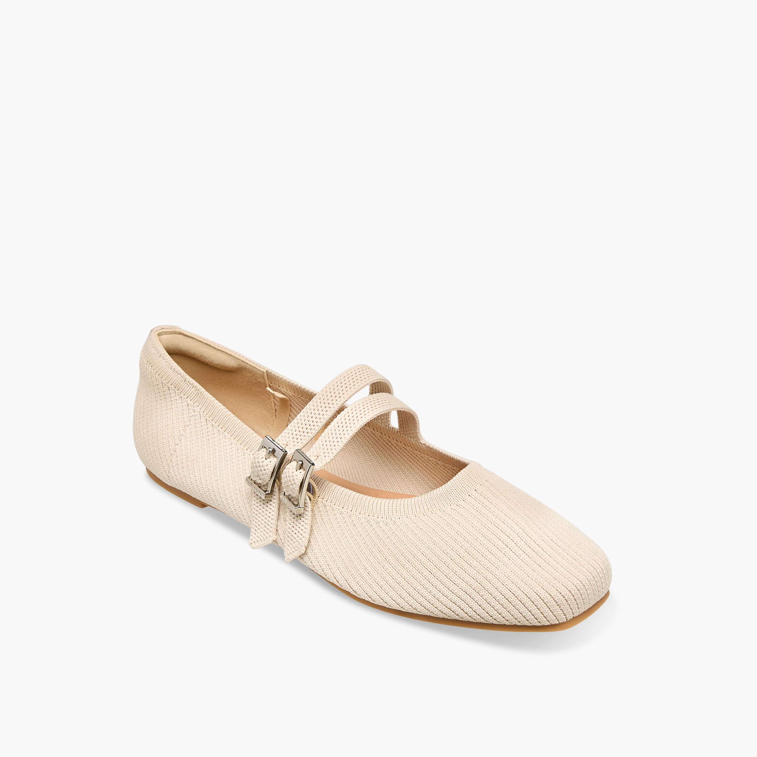 Celeste Women's Textured Ballerina Shoes with Buckle Closure-women-shoes-flats-ballerinas-image-2