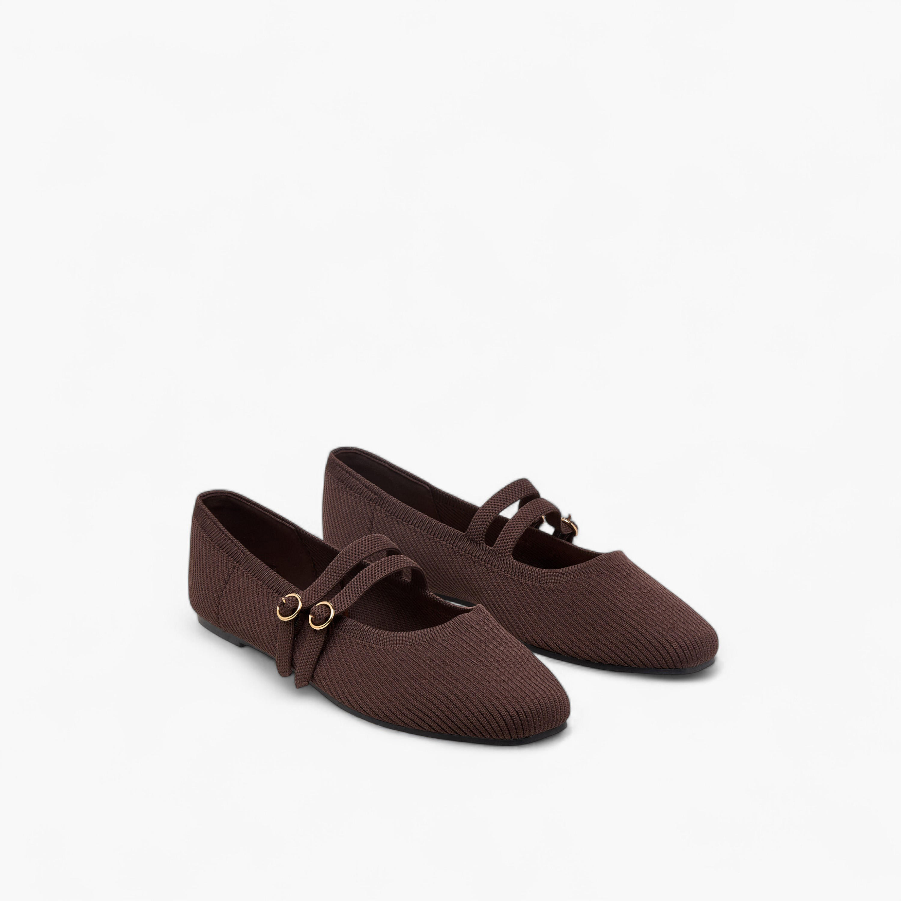 Flora Bella Textured Ballerina Shoes with Buckle Closure-women-shoes-ballerinas-image-1