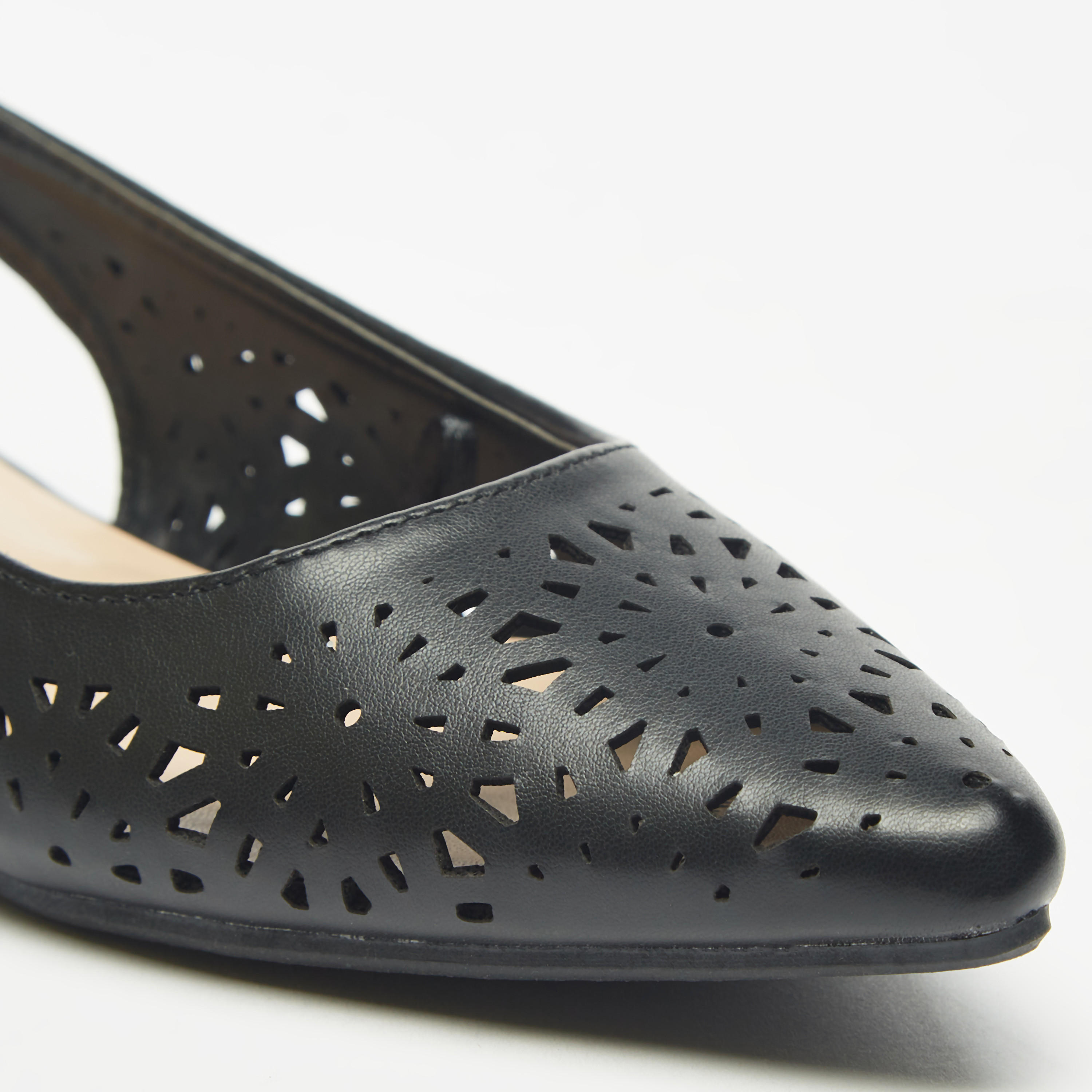 Flora Bella Cutwork Detail Pointed Toe Ballerina Shoes with Slingback Buckle Closure-women-shoes-ballerinas-image-5
