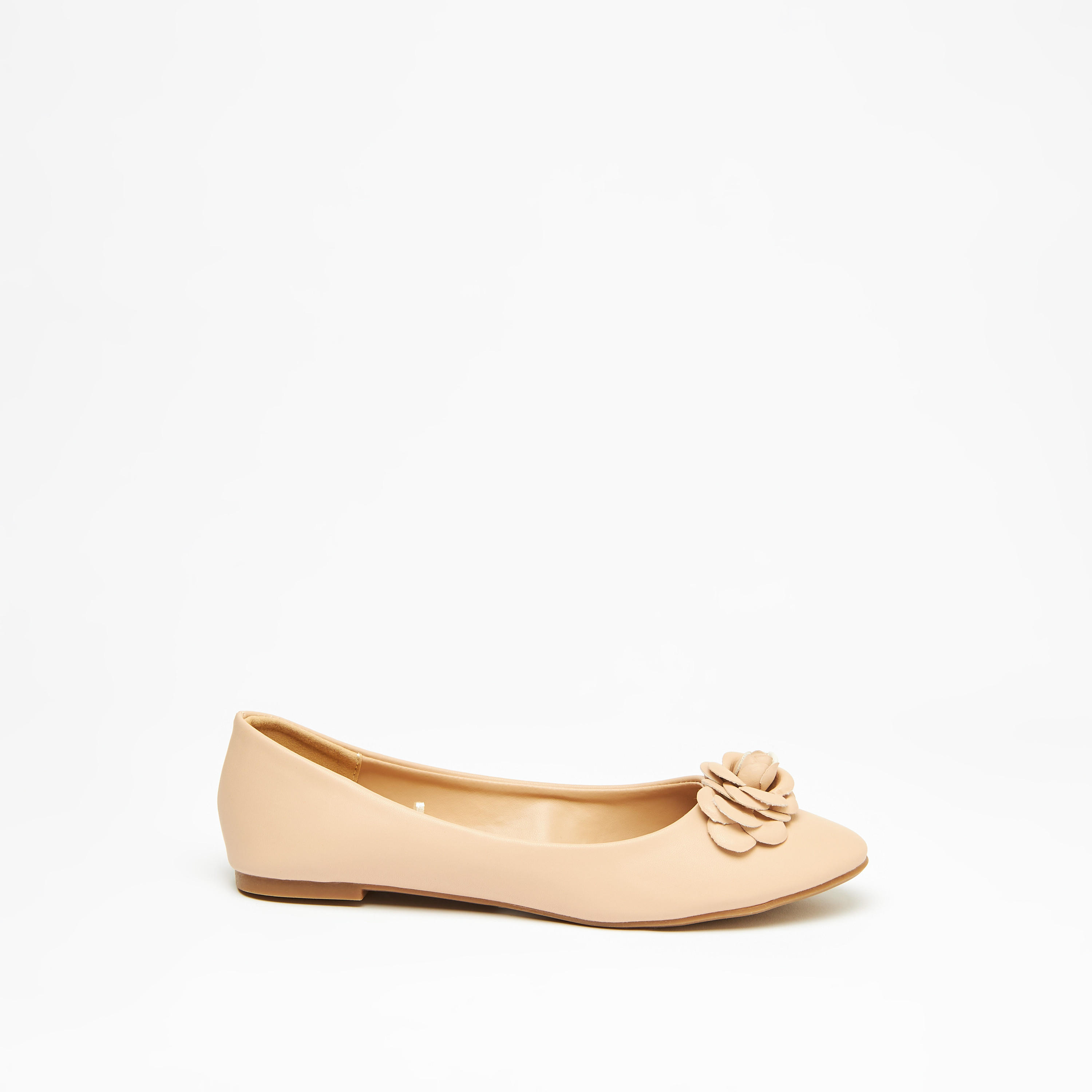 Solid Round Toe Ballerinas with Flower Accent-women-shoes-ballerinas-image-3