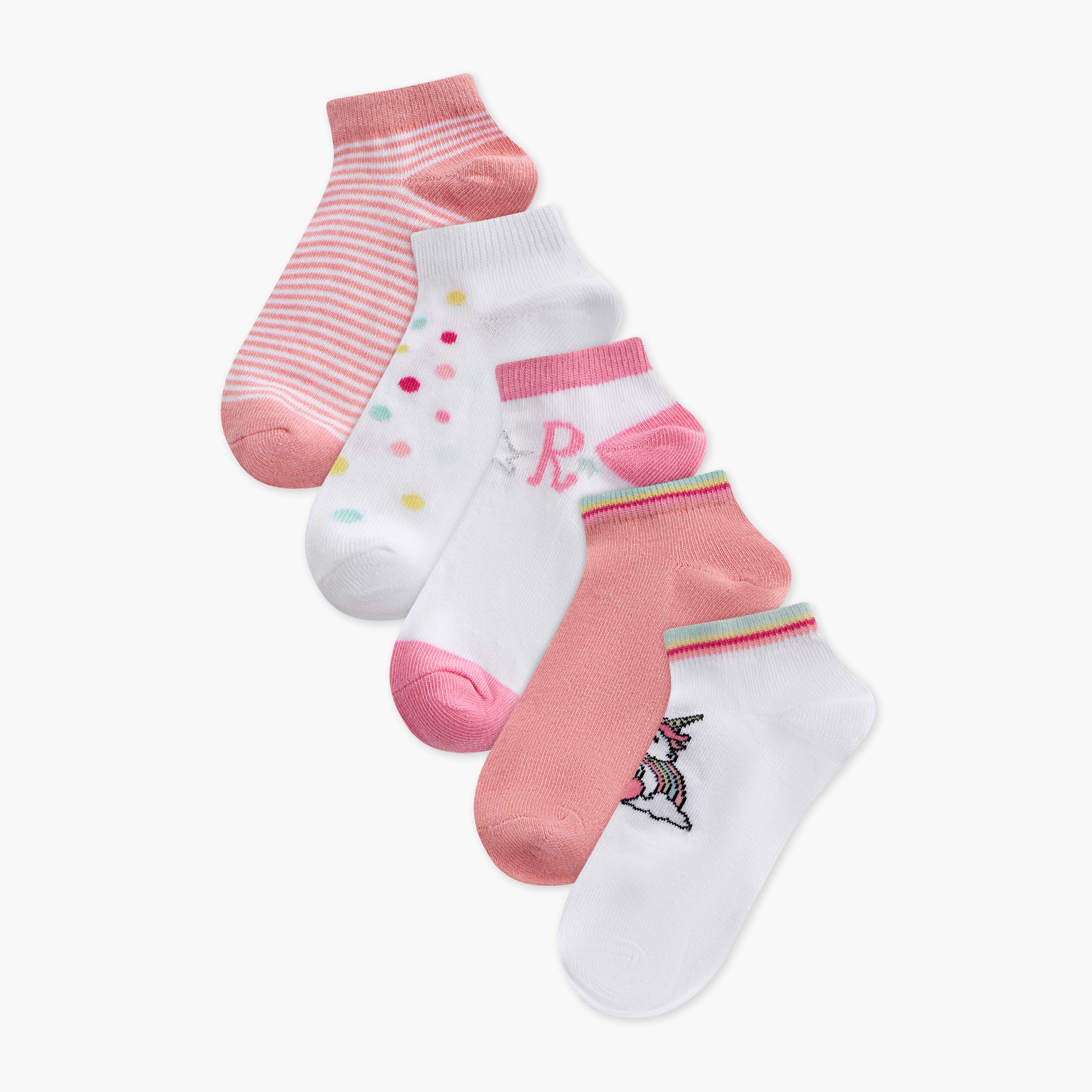 Flora Bella Assorted Ankle Length Socks - Set of 5-girls-accessories-socks-image-1