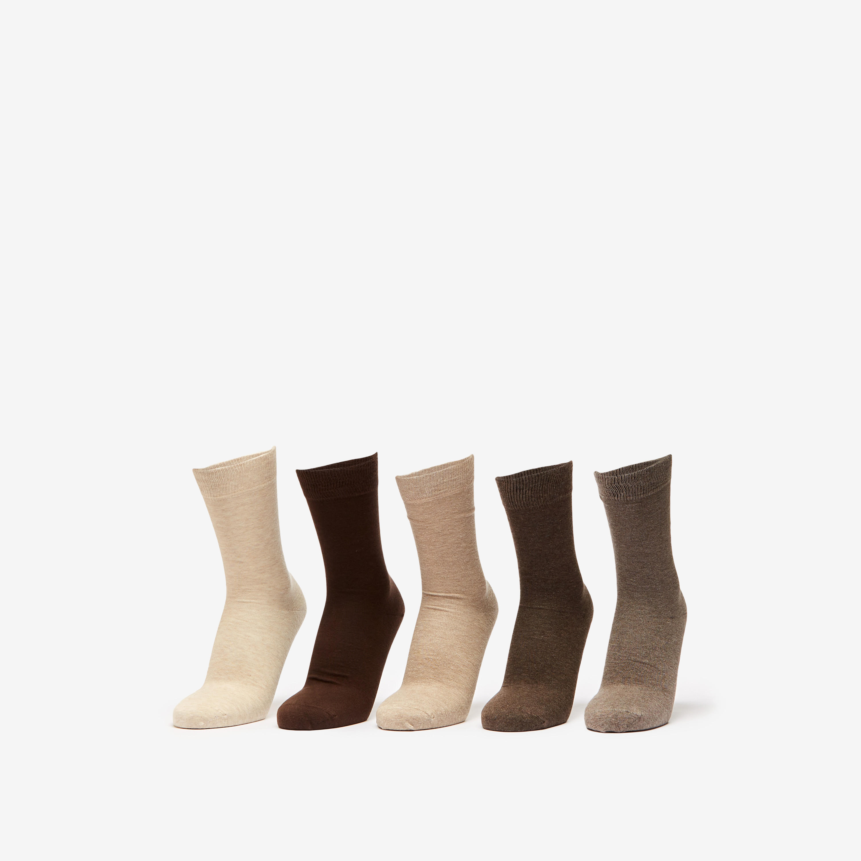طقم جوارب 5 أزواج سادة بطول الساق-men-socks-image-1