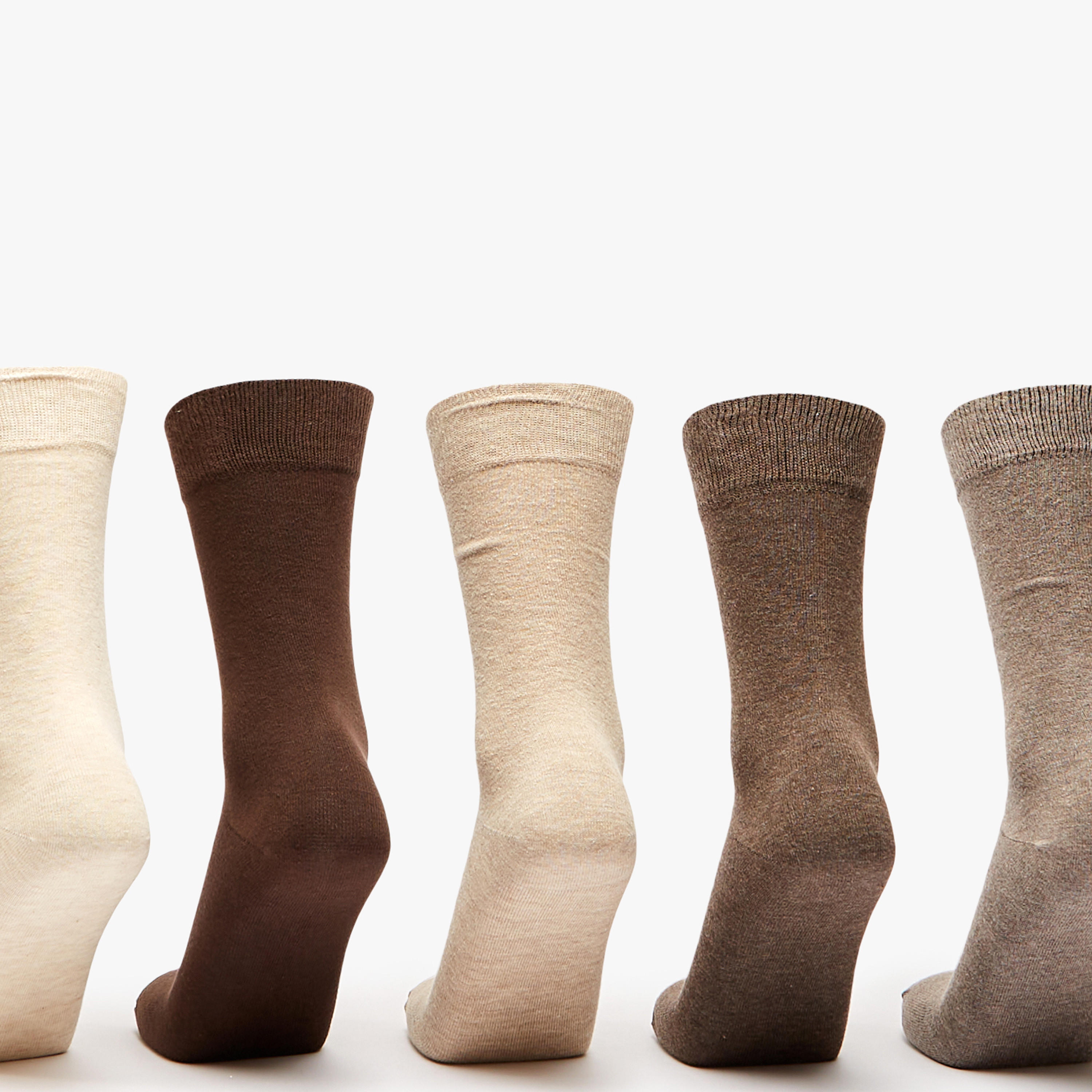 طقم جوارب 5 أزواج سادة بطول الساق-men-socks-image-2