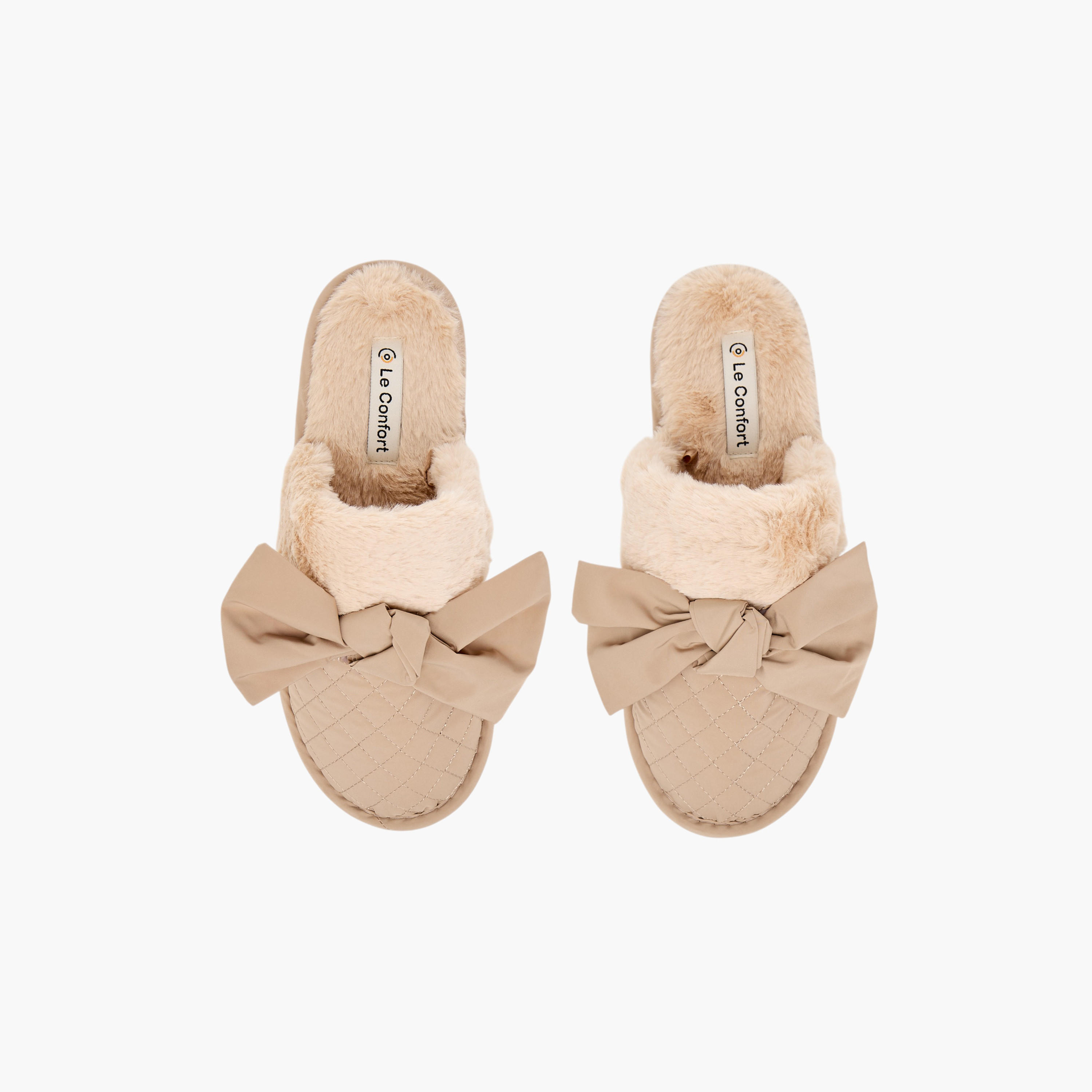 Le Confort Women's Quilted Bow Accent Bedroom Slippers-women-shoes-bedroomslippers-image-1