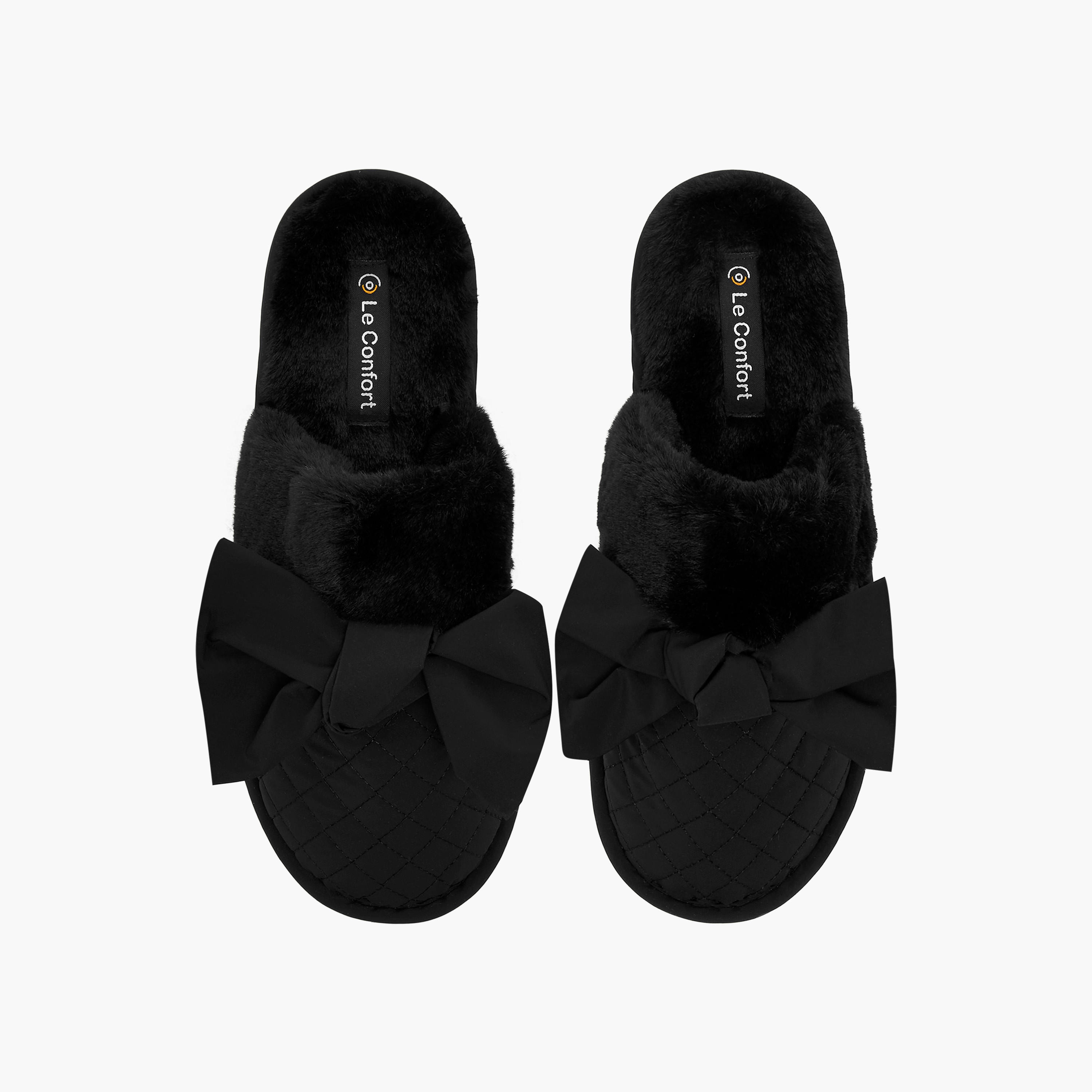 Le Confort Women's Quilted Bow Accent Bedroom Slippers-women-shoes-bedroomslippers-image-1