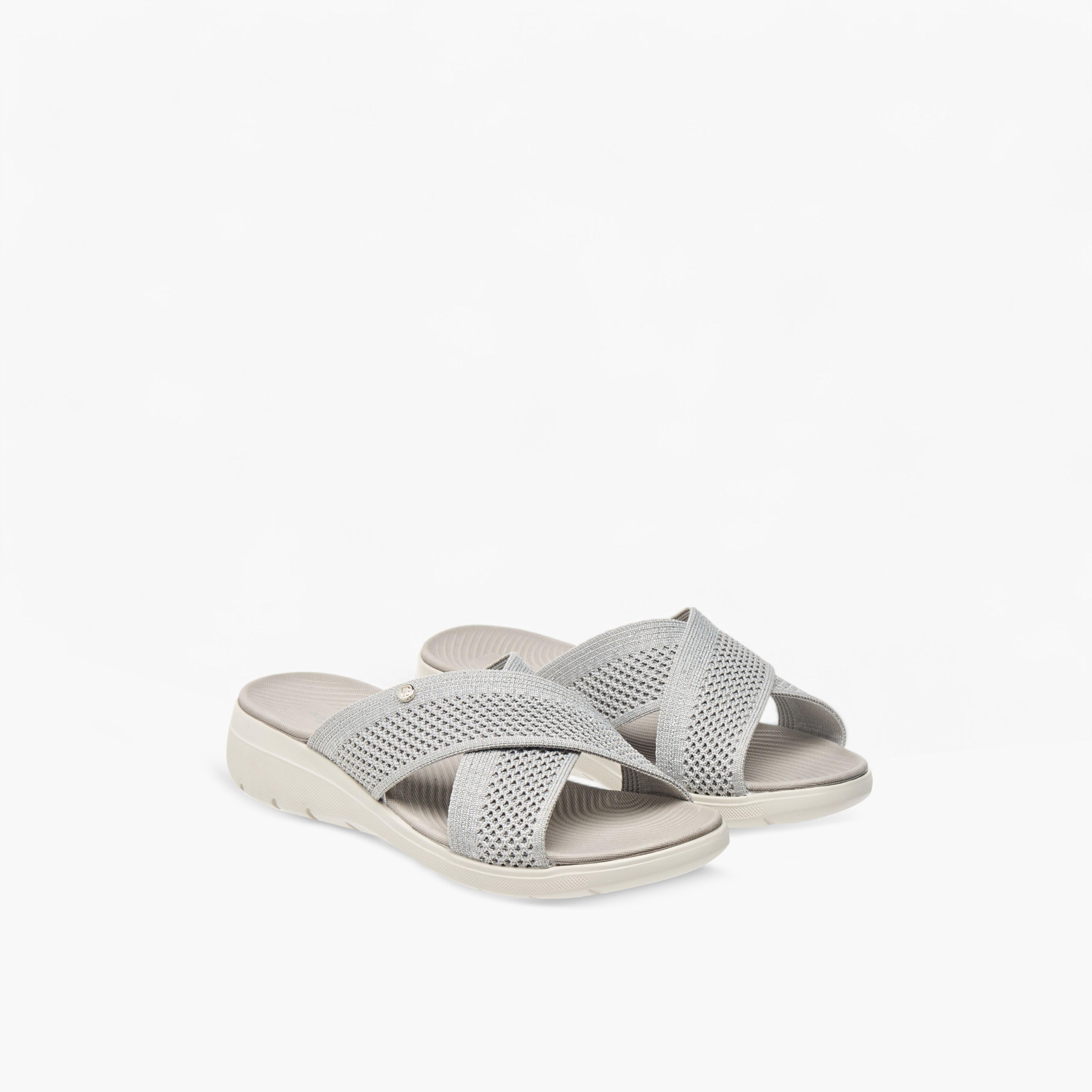 Flora Bella Textured Slip-On Cross Strap Comfort Sandals-women-shoes-sandals-heeled-image-1
