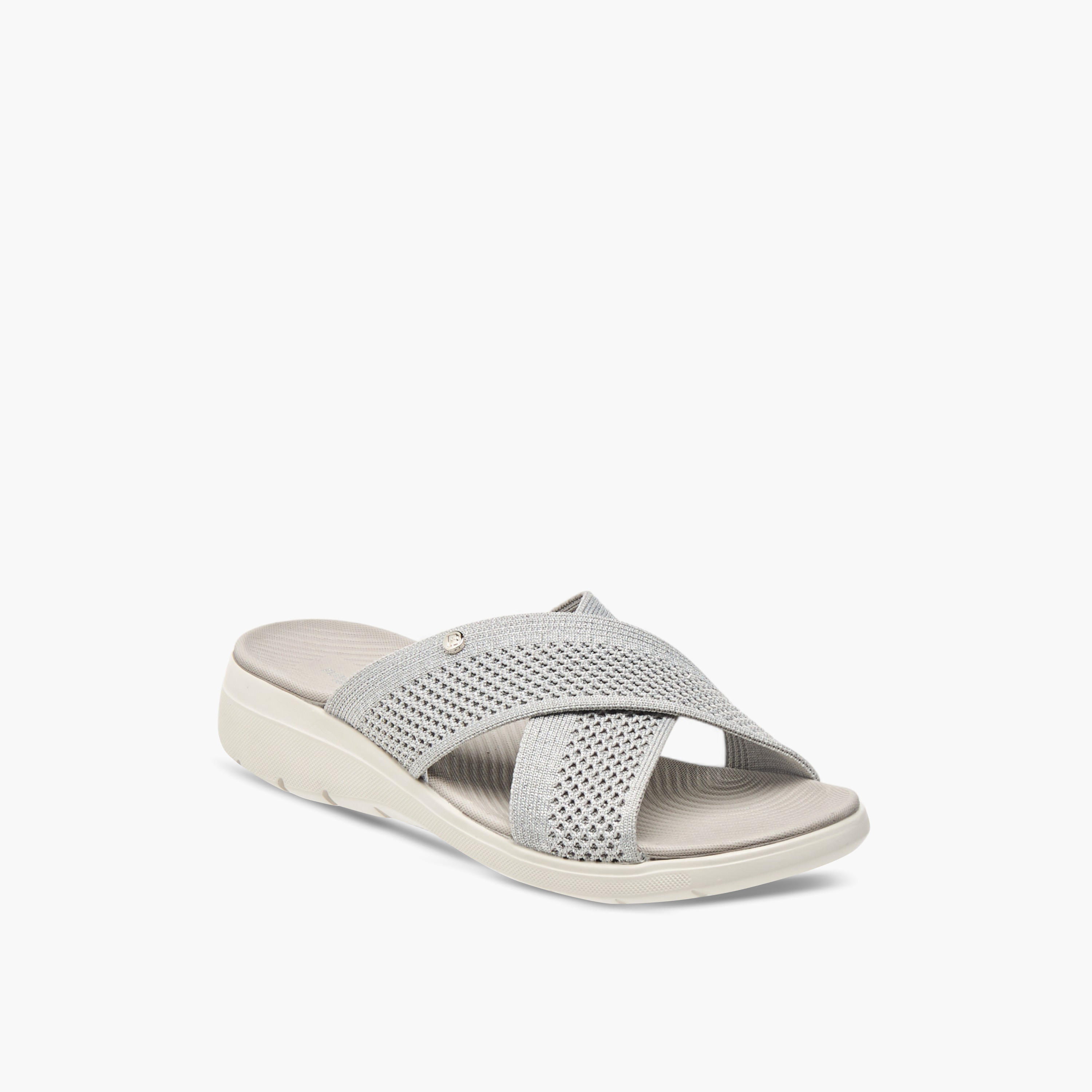 Flora Bella Textured Slip-On Cross Strap Comfort Sandals-women-shoes-sandals-heeled-image-2