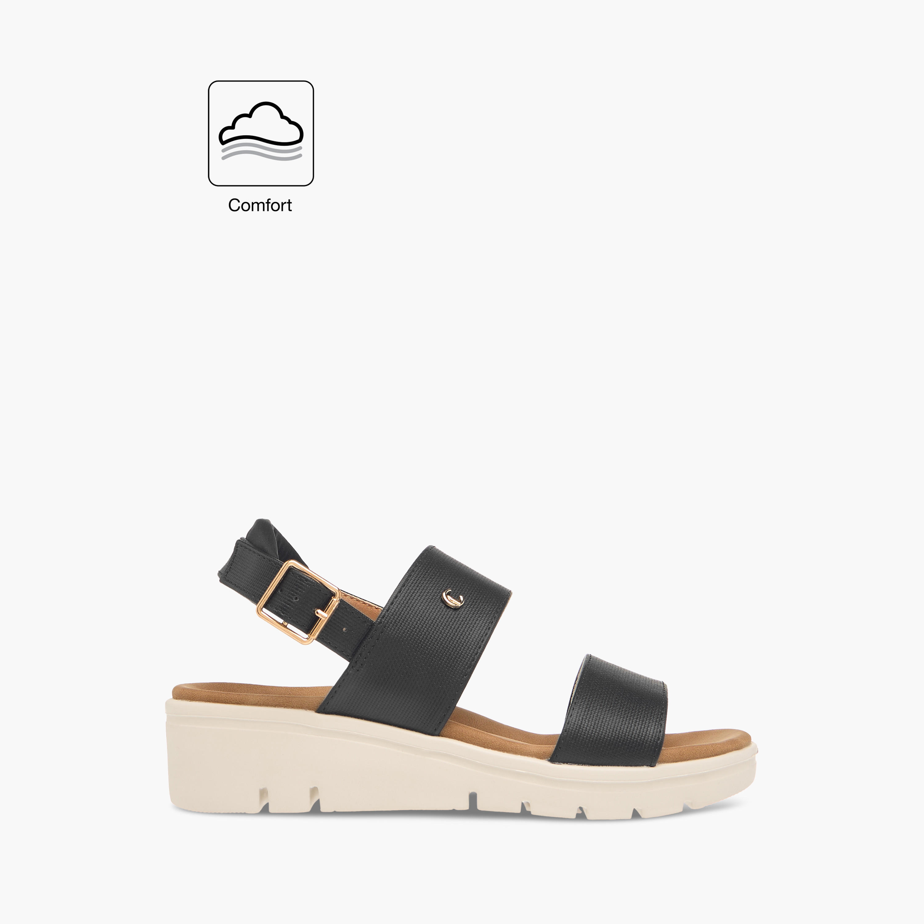 صندل مريح بارز الملمس بأحزمة وإبزيم إغلاق من لو كونفورت-women-shoes-sandals-heeled-image-2