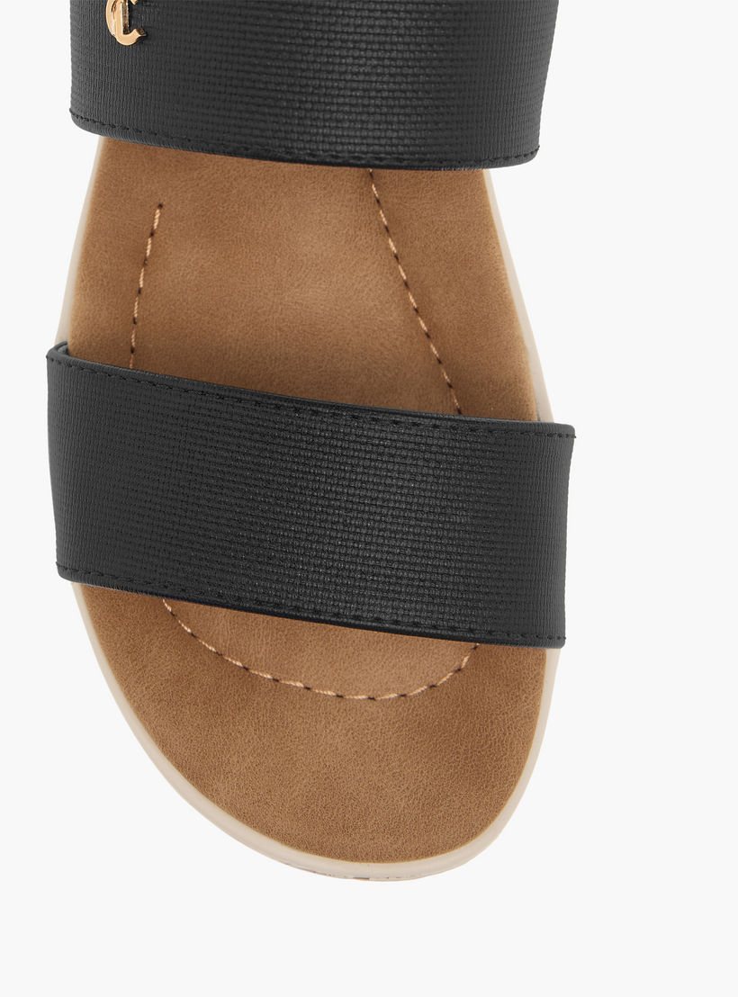 Le Confort Textured Strappy Comfort Sandals with Buckle Closure-women-shoes-sandals-heeled-image-3