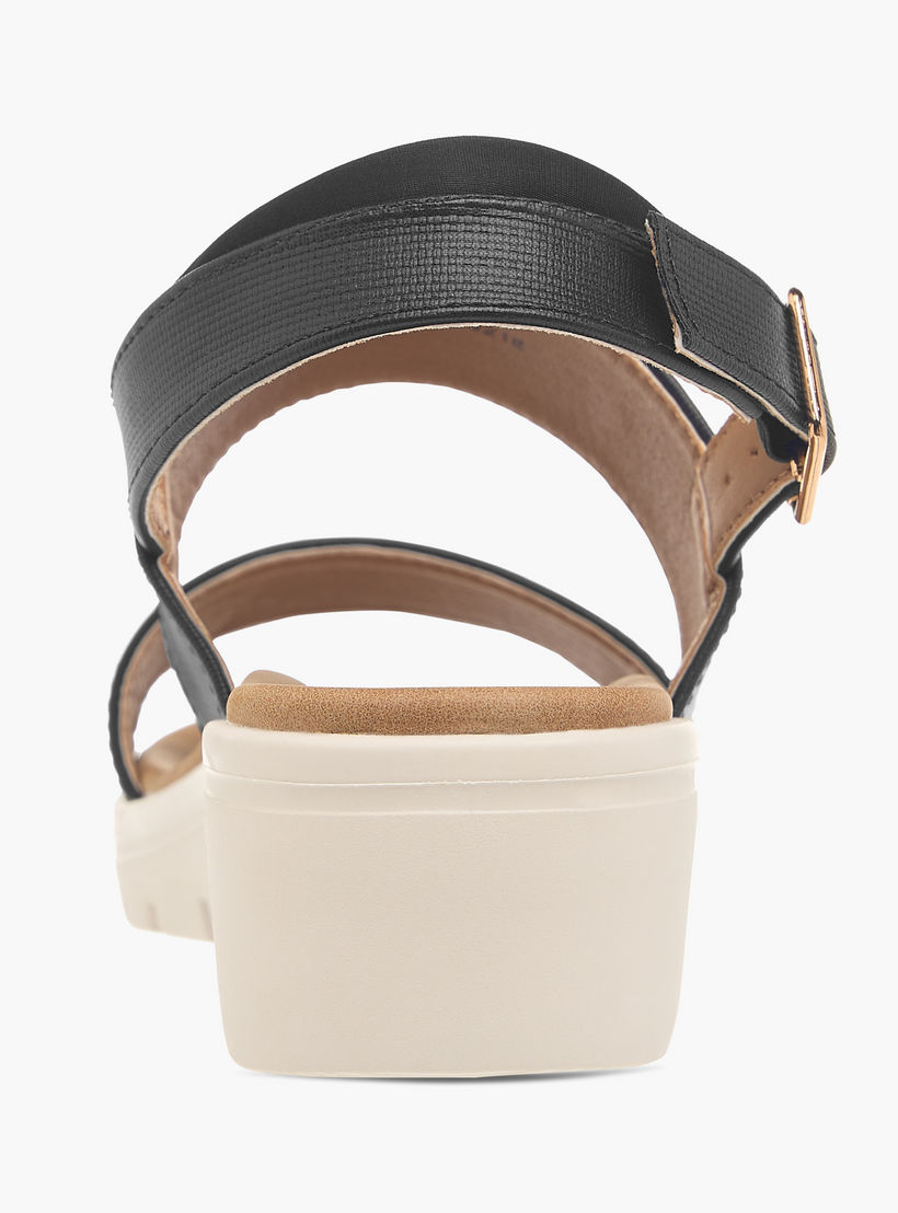 Le Confort Textured Strappy Comfort Sandals with Buckle Closure-women-shoes-sandals-heeled-image-4