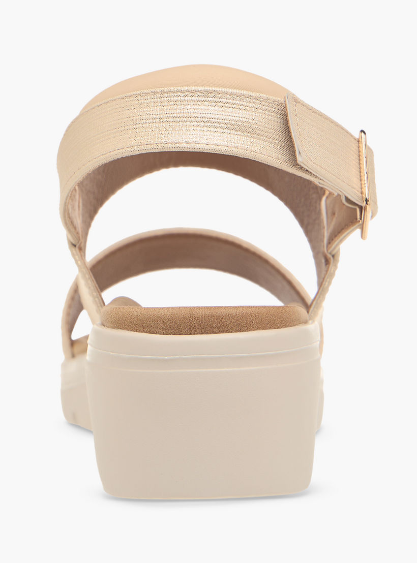 Le Confort Textured Strappy Comfort Sandals with Buckle Closure-women-shoes-sandals-heeled-image-4