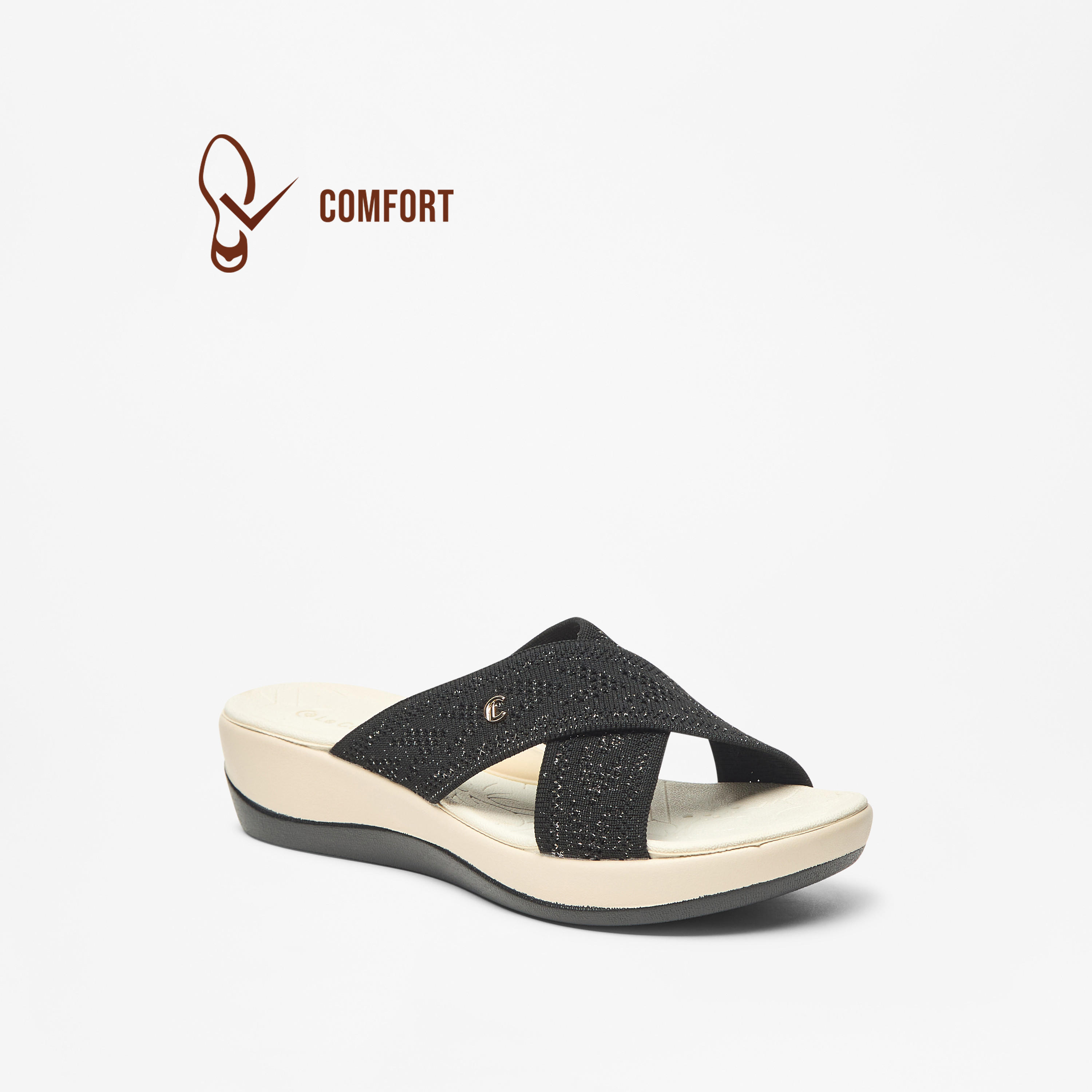 صندل مريح سهل الارتداء بارز الملمس بحزام متقاطع وكعب فلاتفورم من لو كونفورت-women-shoes-heels-image-7