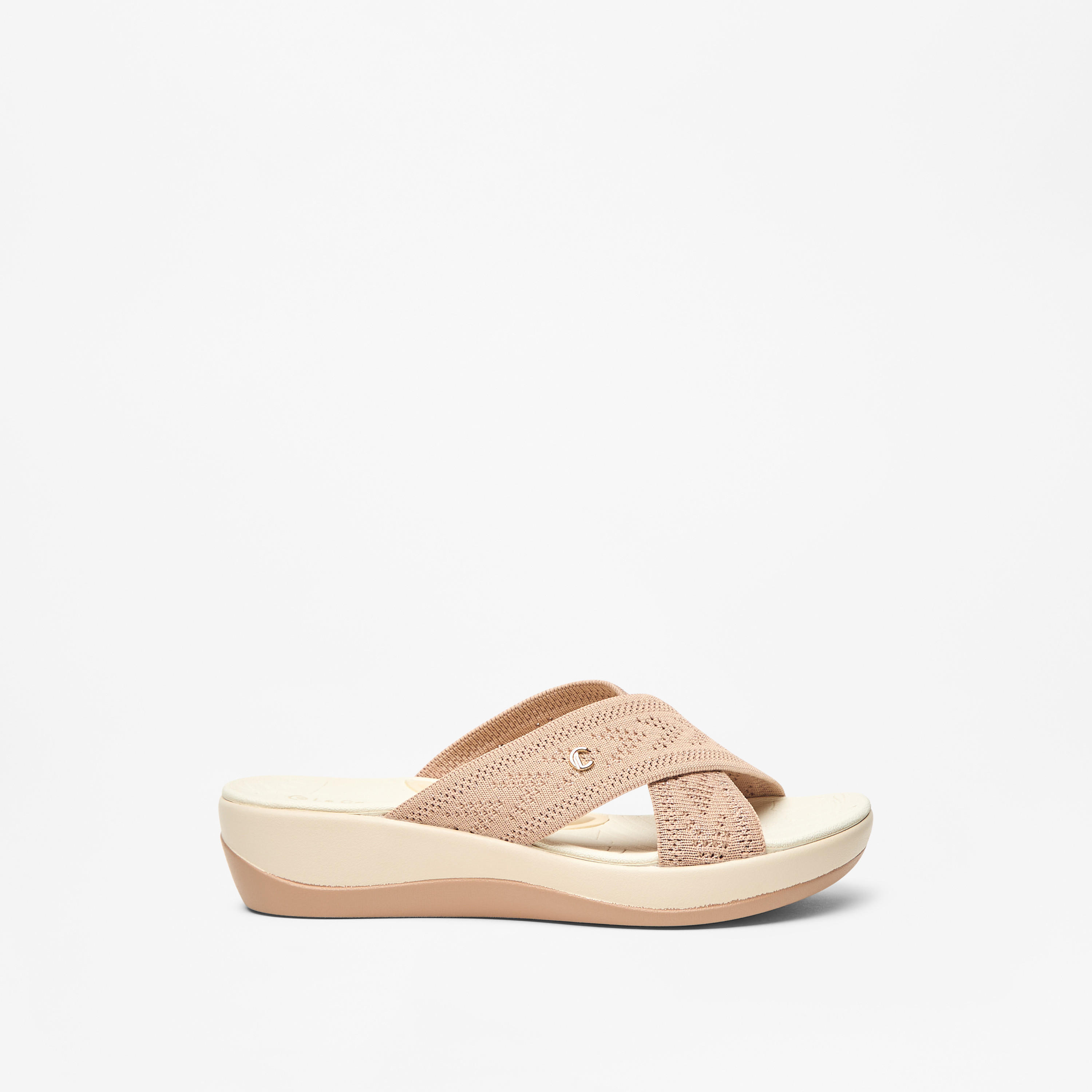 Le Confort Textured Cross Strap Slip-On Flatform Comfort Sandals-women-shoes-heels-image-3