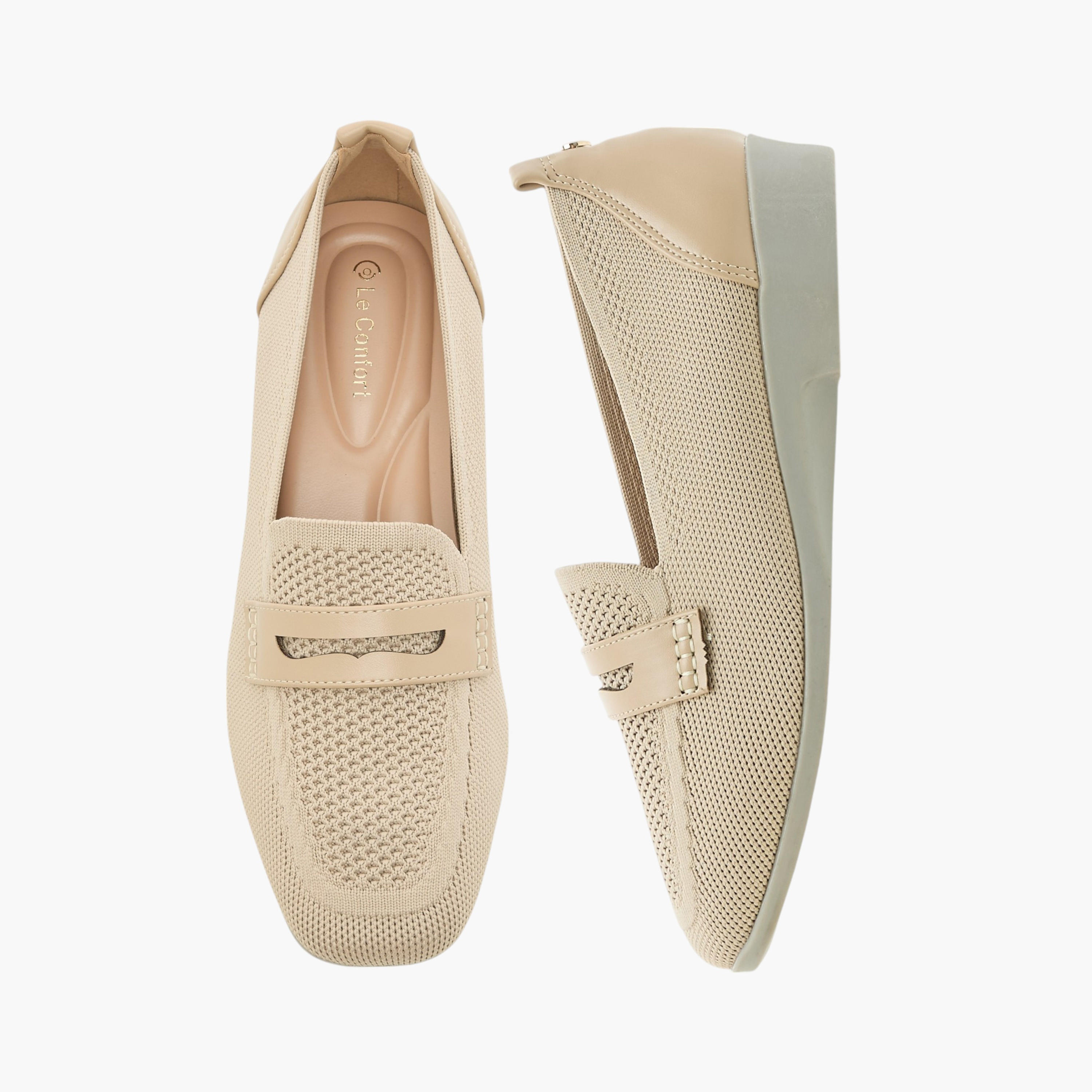 حذاء لوفر سهل الارتداء فلاينيت بارز الملمس بكعب عريض من لو كونفورت-women-shoes-loafersandmoccasins-image-1