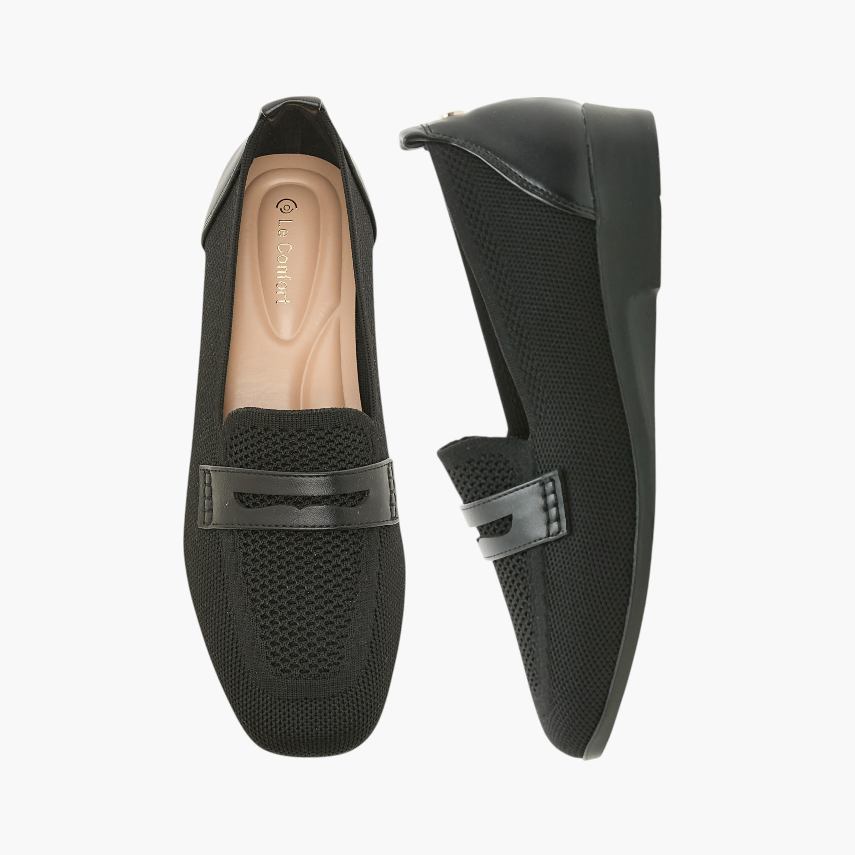 Le Confort Flyknit Textured Slip-On Loafers with Platform Heels-women-shoes-loafersandmoccasins-image-1