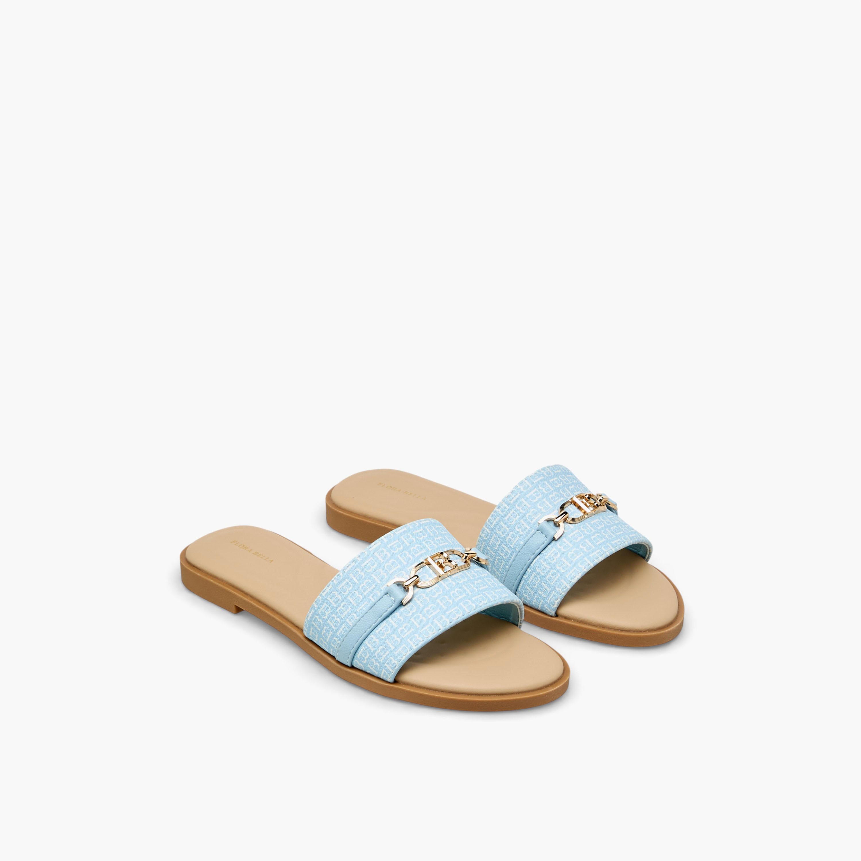 Flora Bella Women Monogram Print Slip-On Sandals-women-shoes-flats-sandals-image-1