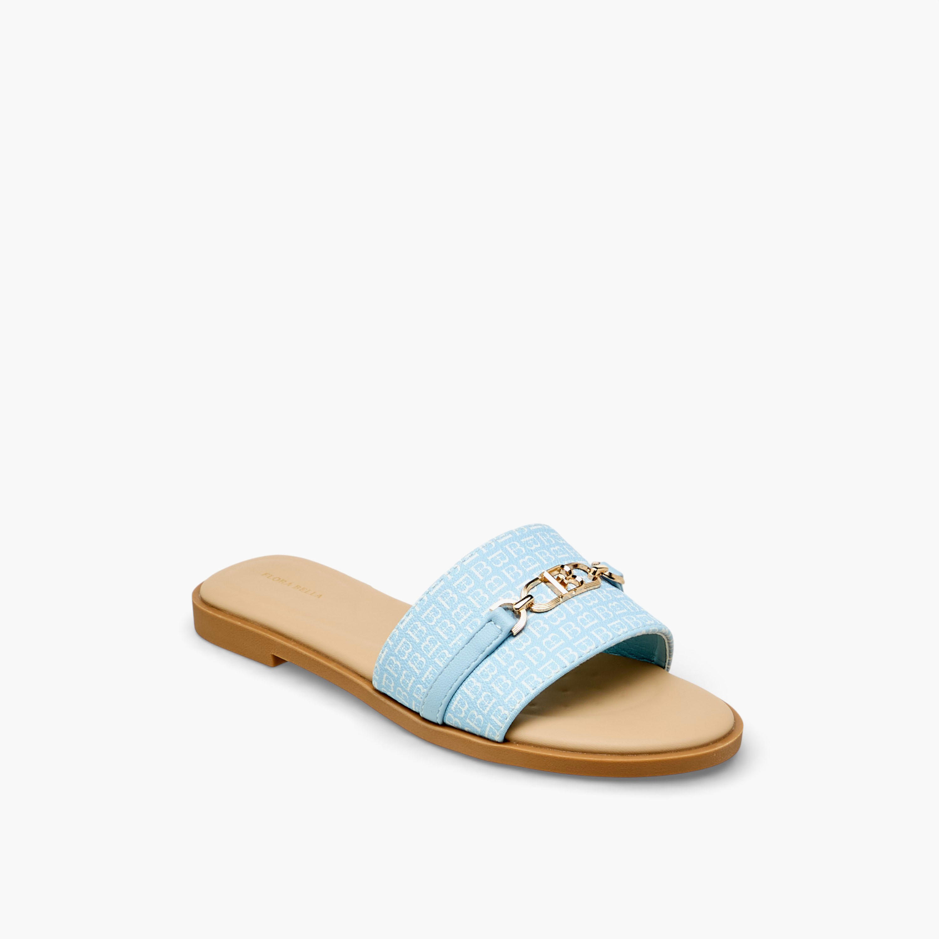 Flora Bella Women Monogram Print Slip-On Sandals-women-shoes-flats-sandals-image-2