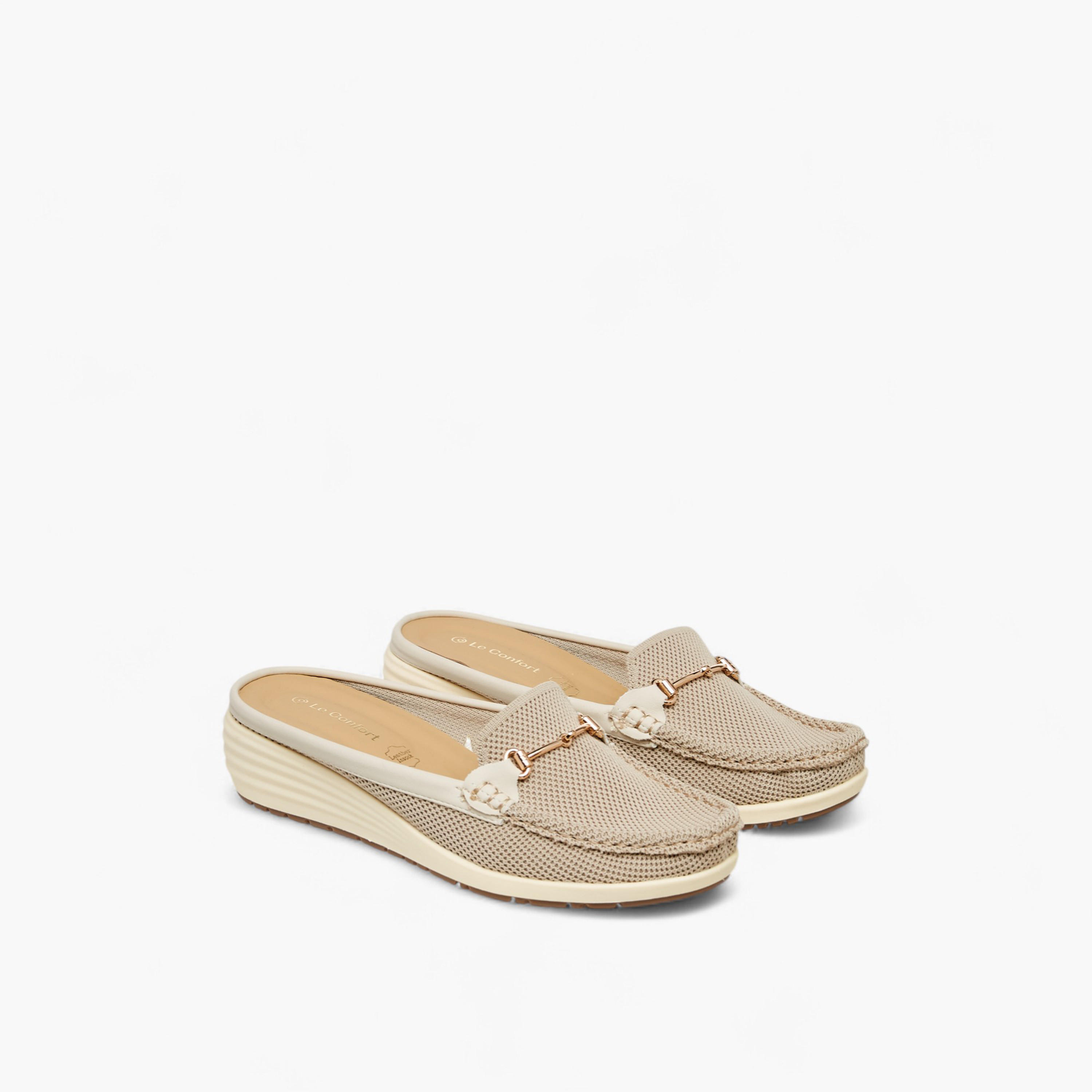 Le Confort Metal Accent Flyknit Slip-On Mules with Wedge Heels-women-shoes-sandals-heeled-image-1