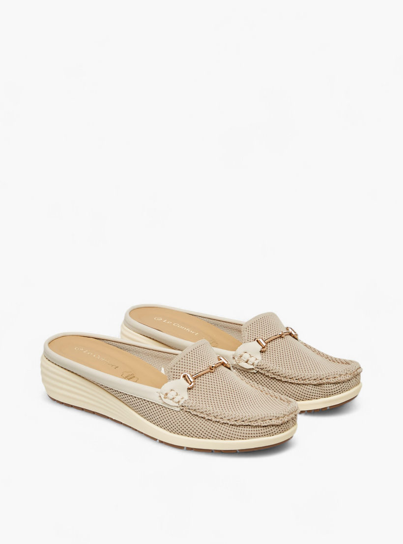 Le Confort Metal Accent Flyknit Slip-On Mules with Wedge Heels-women-shoes-sandals-heeled-image-1