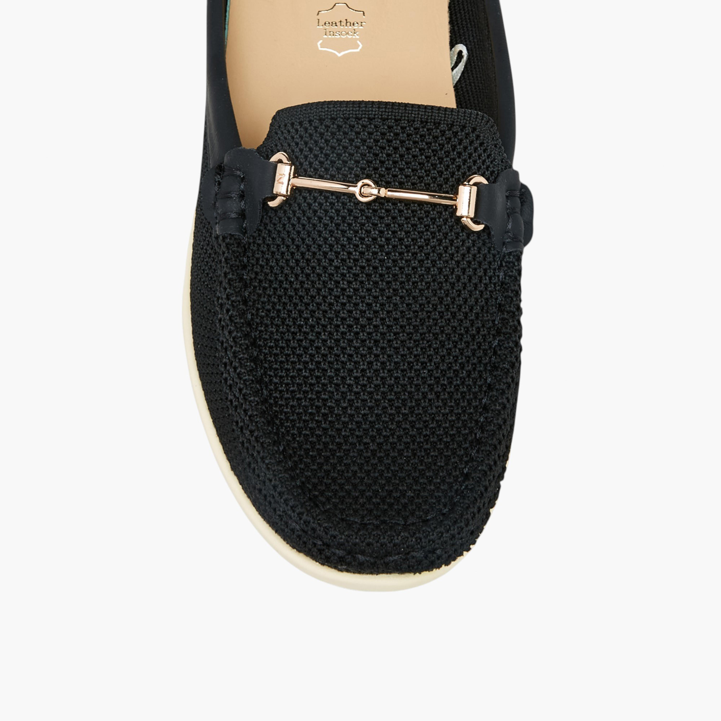 Le Confort Metal Accent Flyknit Slip-On Mules with Wedge Heels-women-shoes-sandals-heeled-image-4