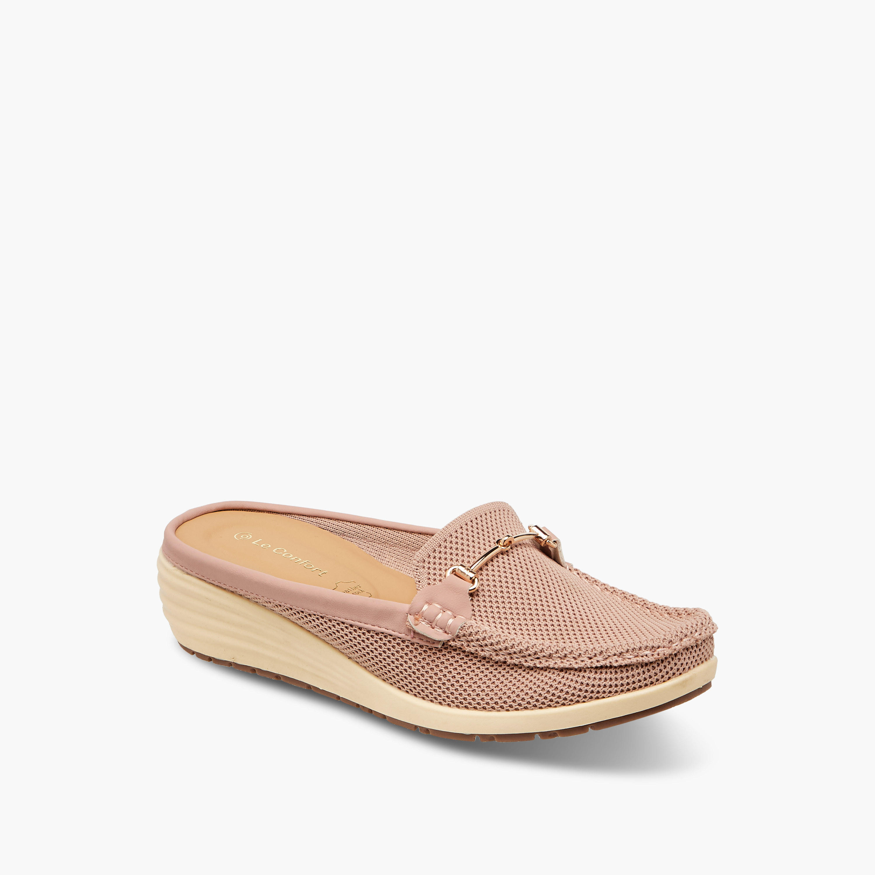 Le Confort Metal Accent Flyknit Slip-On Mules with Wedge Heels-women-shoes-sandals-heeled-image-2