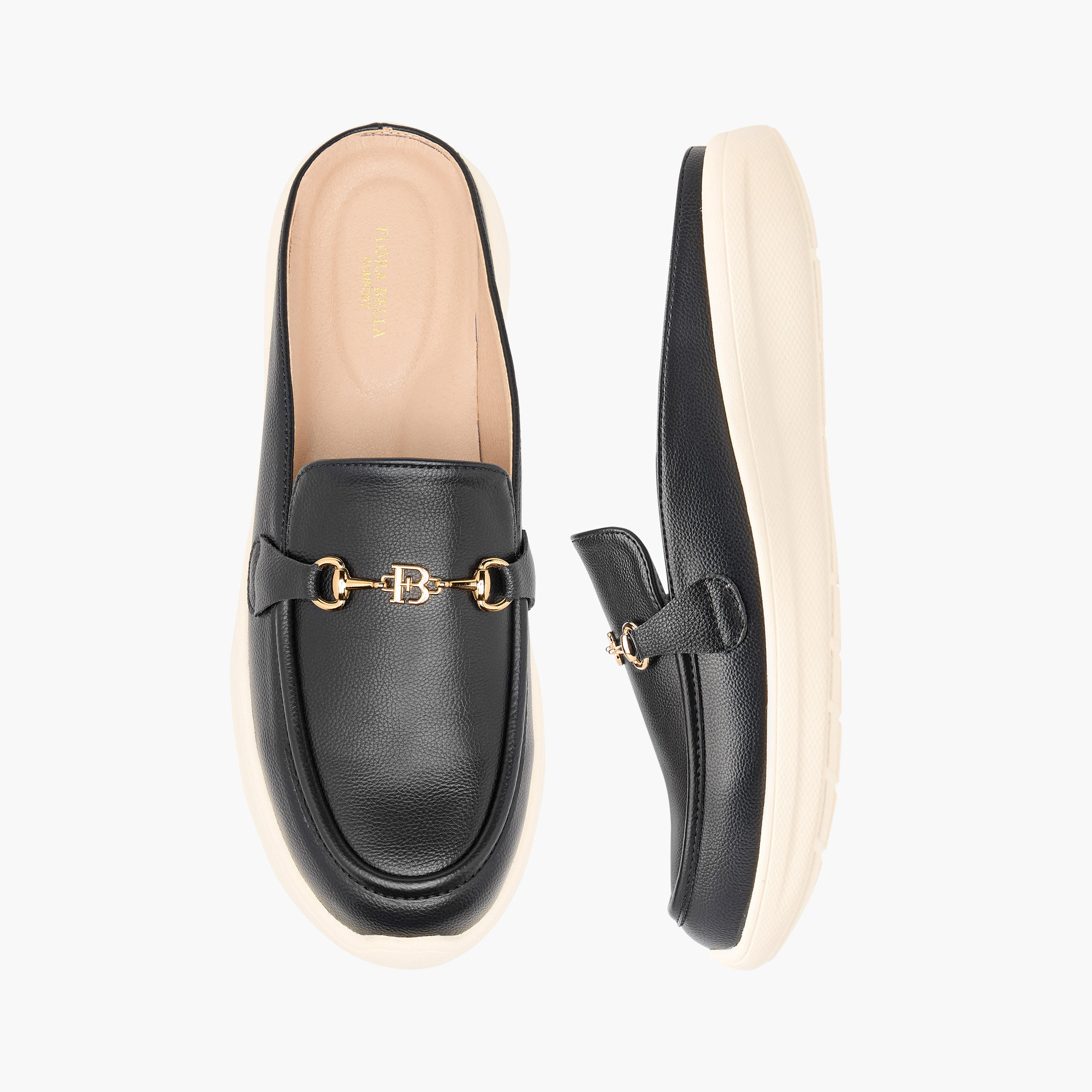 Flora Bella Monogram Print Buckle Accent Slip-On Mules-women-shoes-flats-mules-image-1