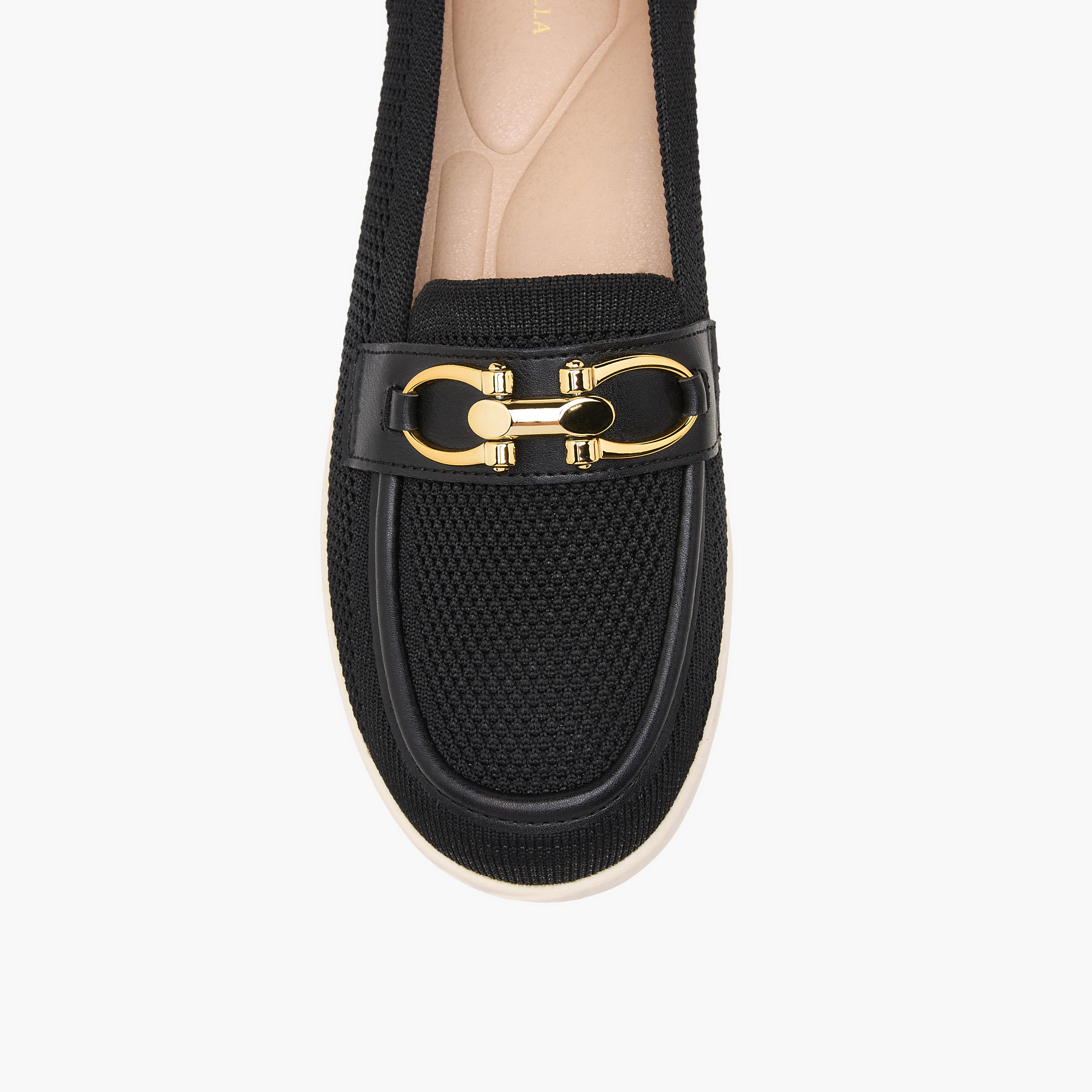 Flora Bella Textured Slip-On Loafers with Buckle Accent-women-shoes-flats-loafers-image-4