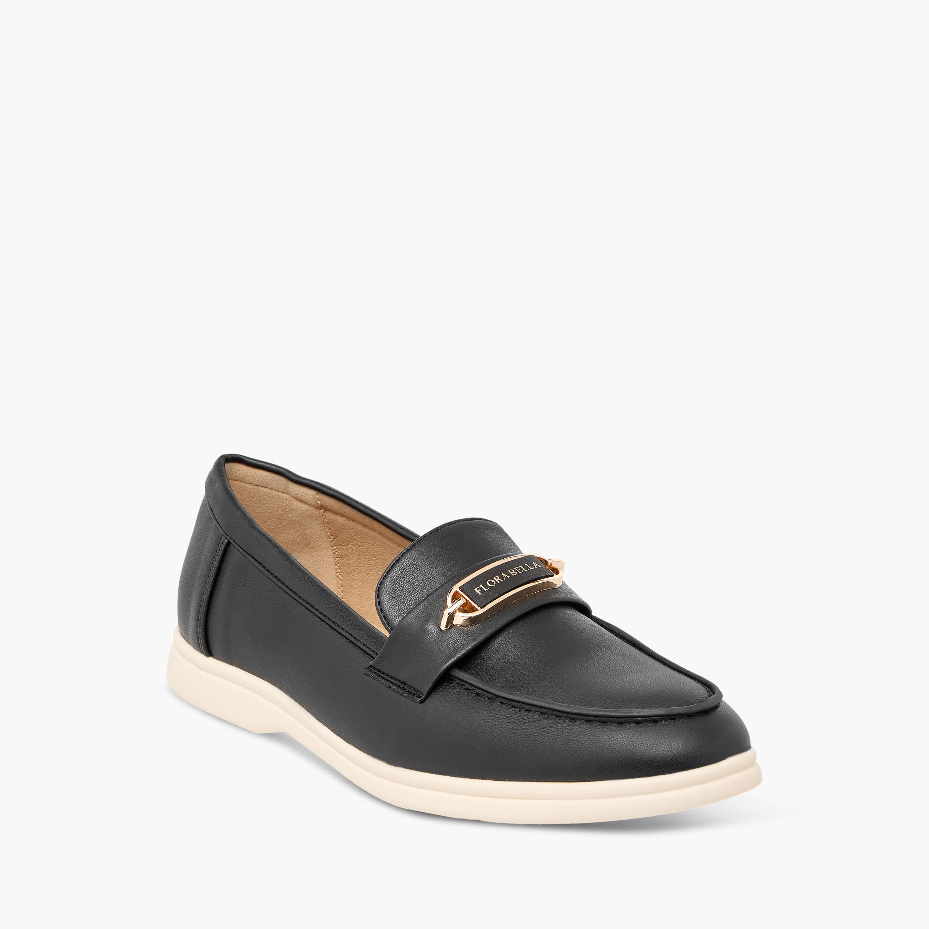 حذاء خفيف سادة سهل الارتداء بزينة ميتاليك من فلورا بيلا-women-shoes-flats-loafers-image-2