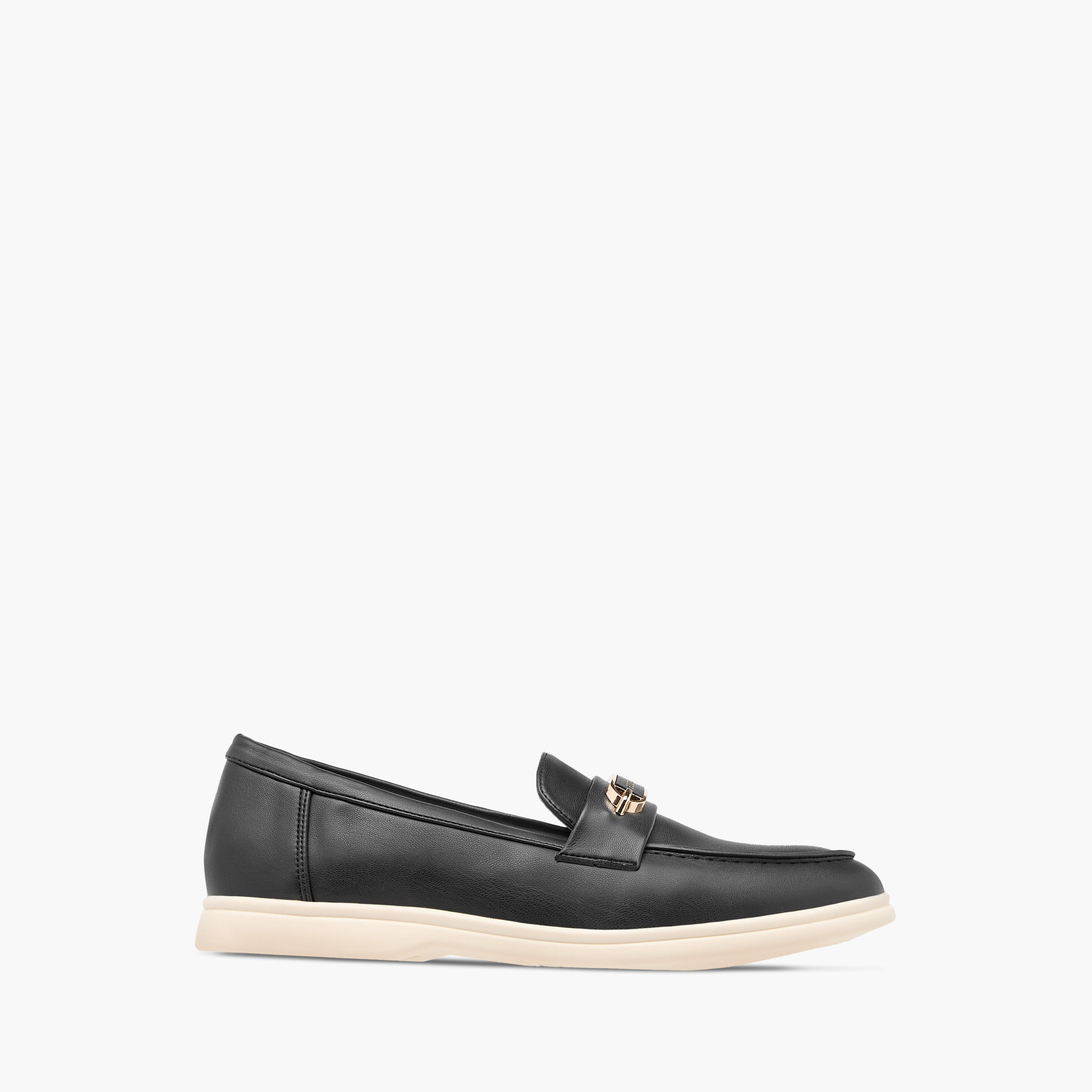 حذاء خفيف سادة سهل الارتداء بزينة ميتاليك من فلورا بيلا-women-shoes-flats-loafers-image-3