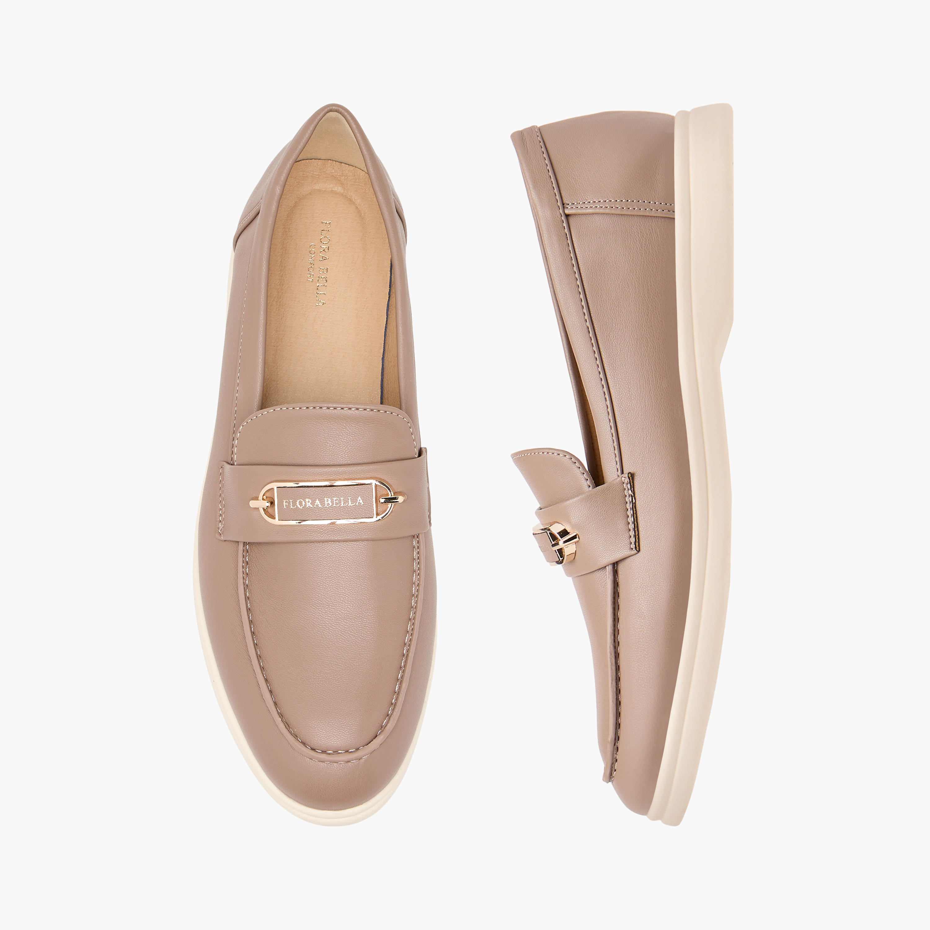 حذاء خفيف سادة سهل الارتداء بزينة ميتاليك من فلورا بيلا-women-shoes-flats-loafers-image-6