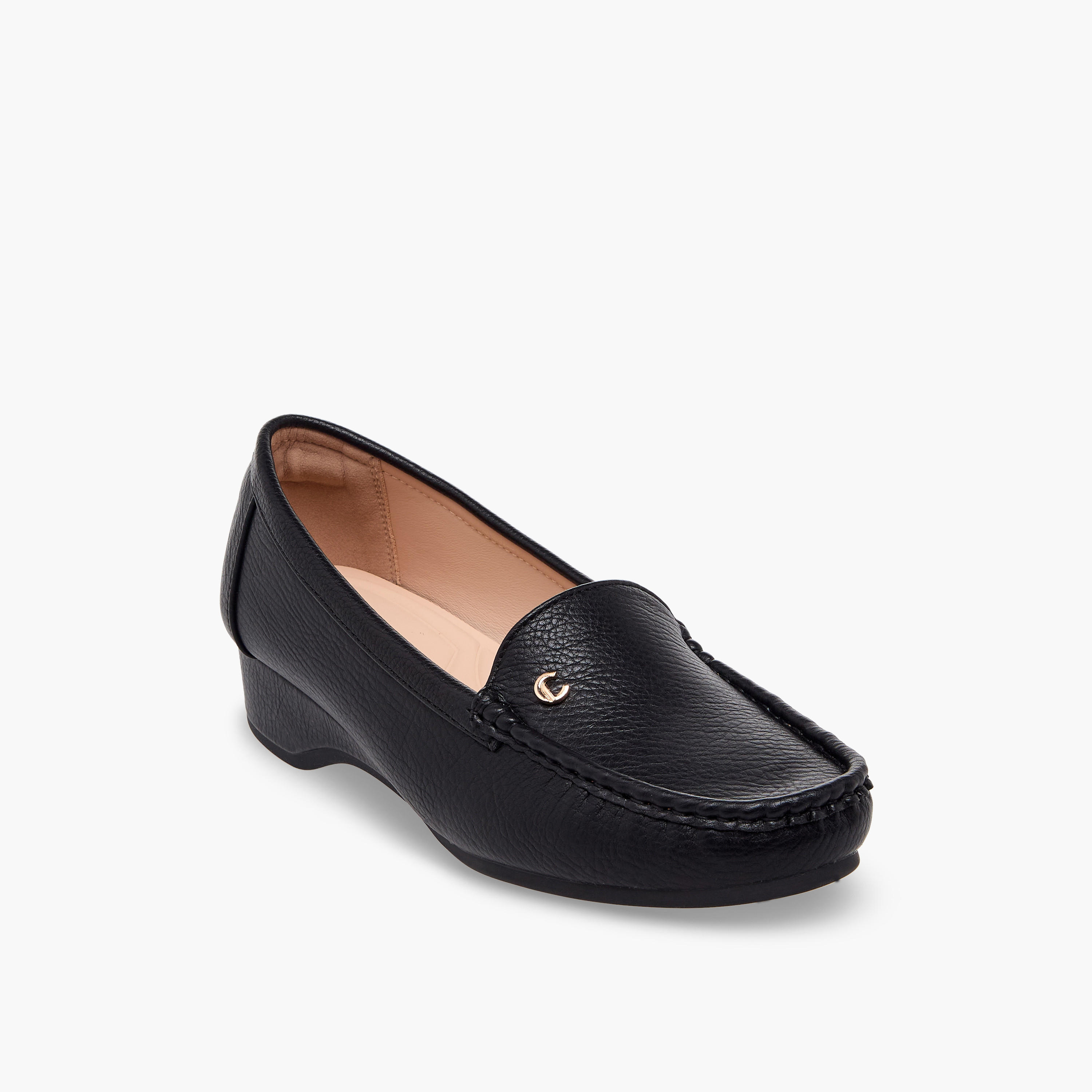 Le Confort Women Textured Wedge Heel Loafers-women-shoes-loafersandmoccasins-image-2