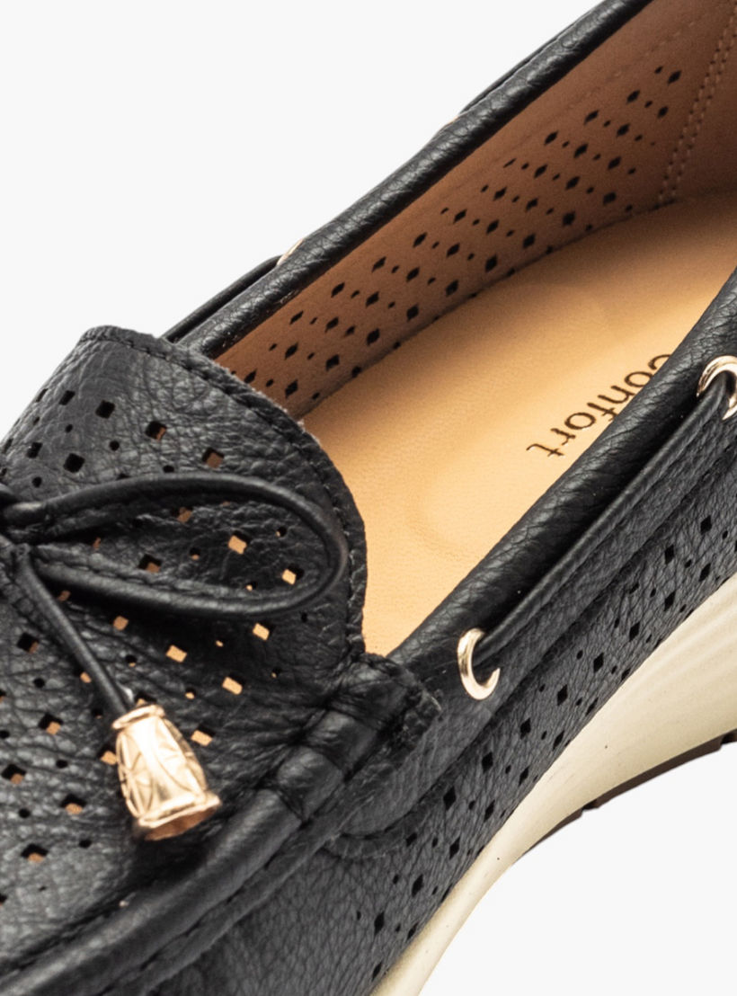 Le Confort Textured Slip-On Comfort Moccasins with Bow Detail-women-shoes-loafersandmoccasins-image-4