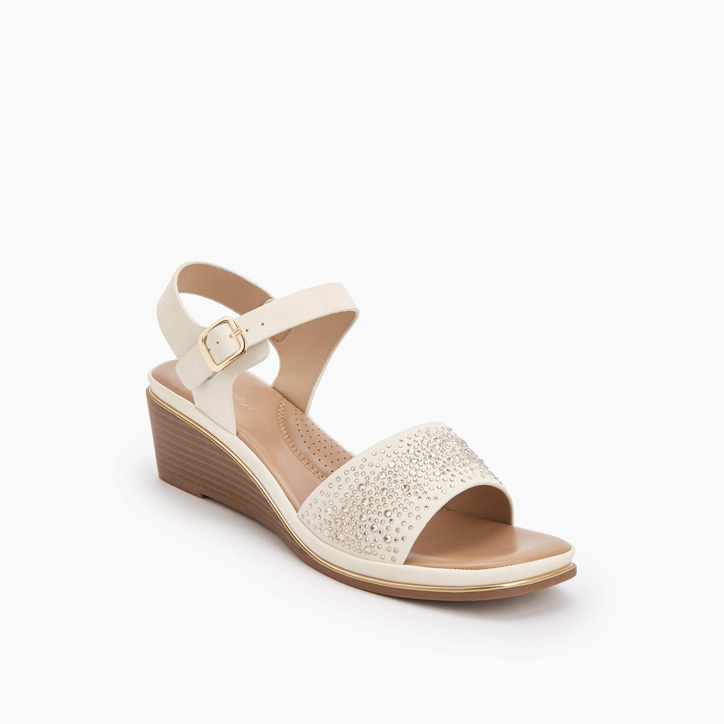 Le Confort Women Rhinestone Embellished Wedge Heel Sandals-women-shoes-sandals-heeled-image-2